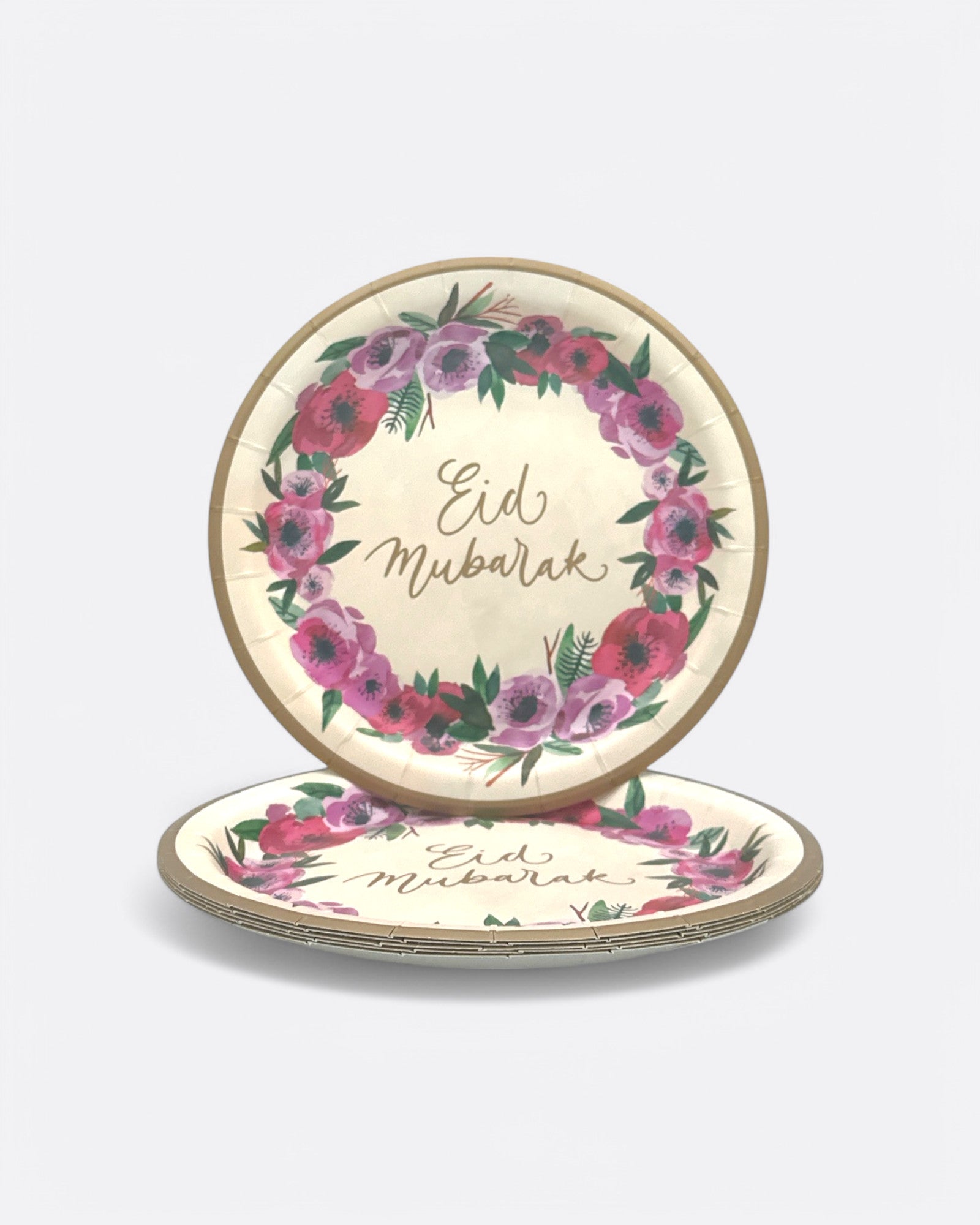 Lot de 6 assiettes Eid Mubarak - Fleurs Roses