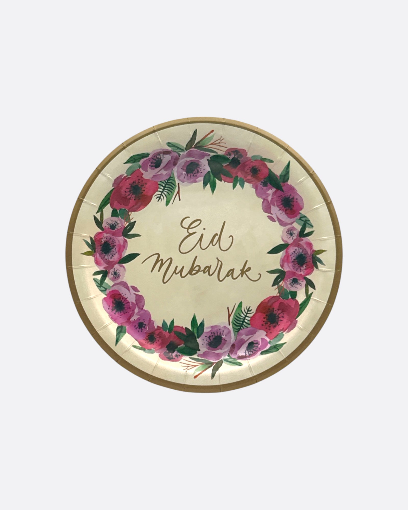 Lot de 6 assiettes Eid Mubarak - Fleurs Roses – produit proposé sur Souk Dubaï