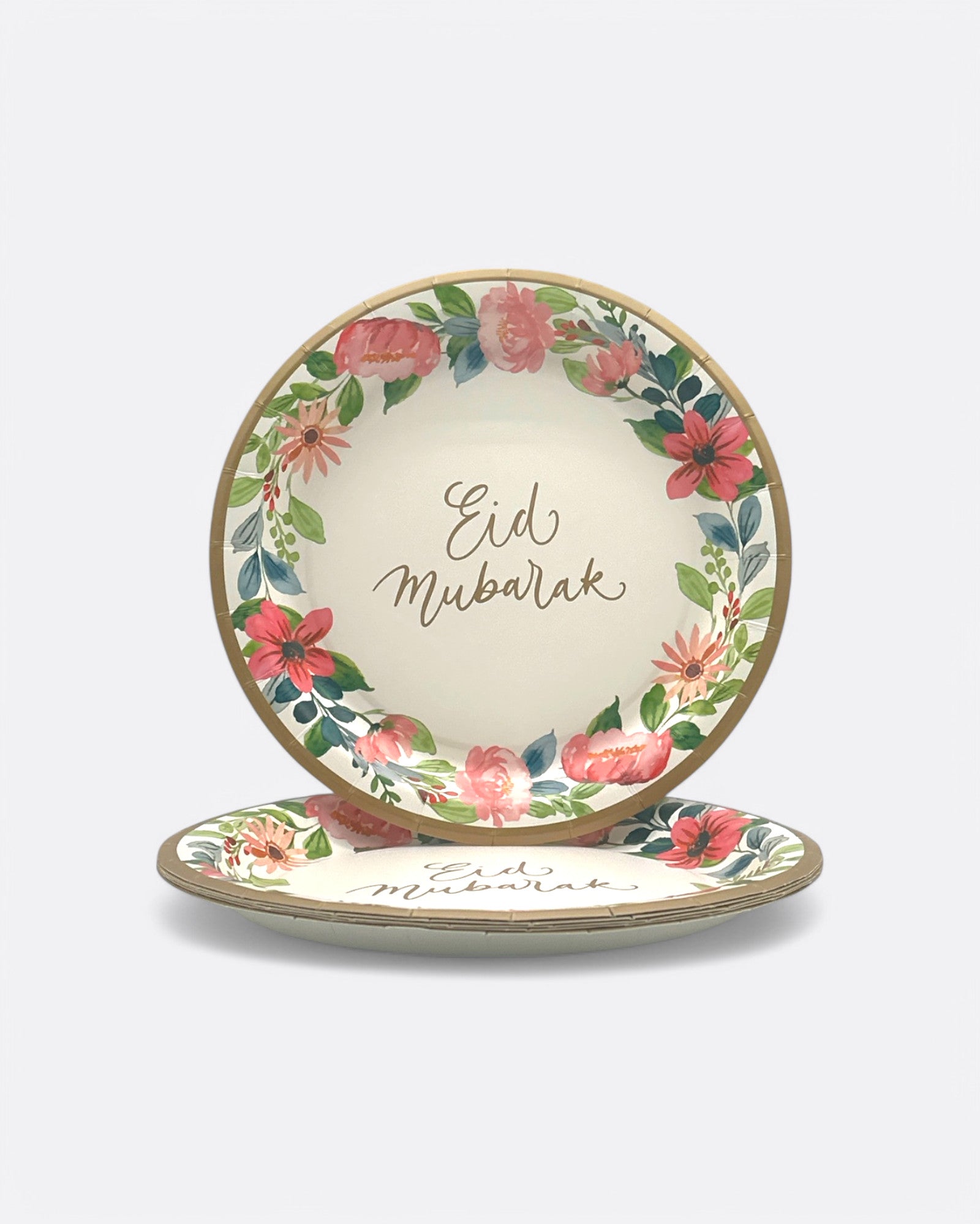 Lot de 6 assiettes Eid Mubarak - Fleurs Pastels