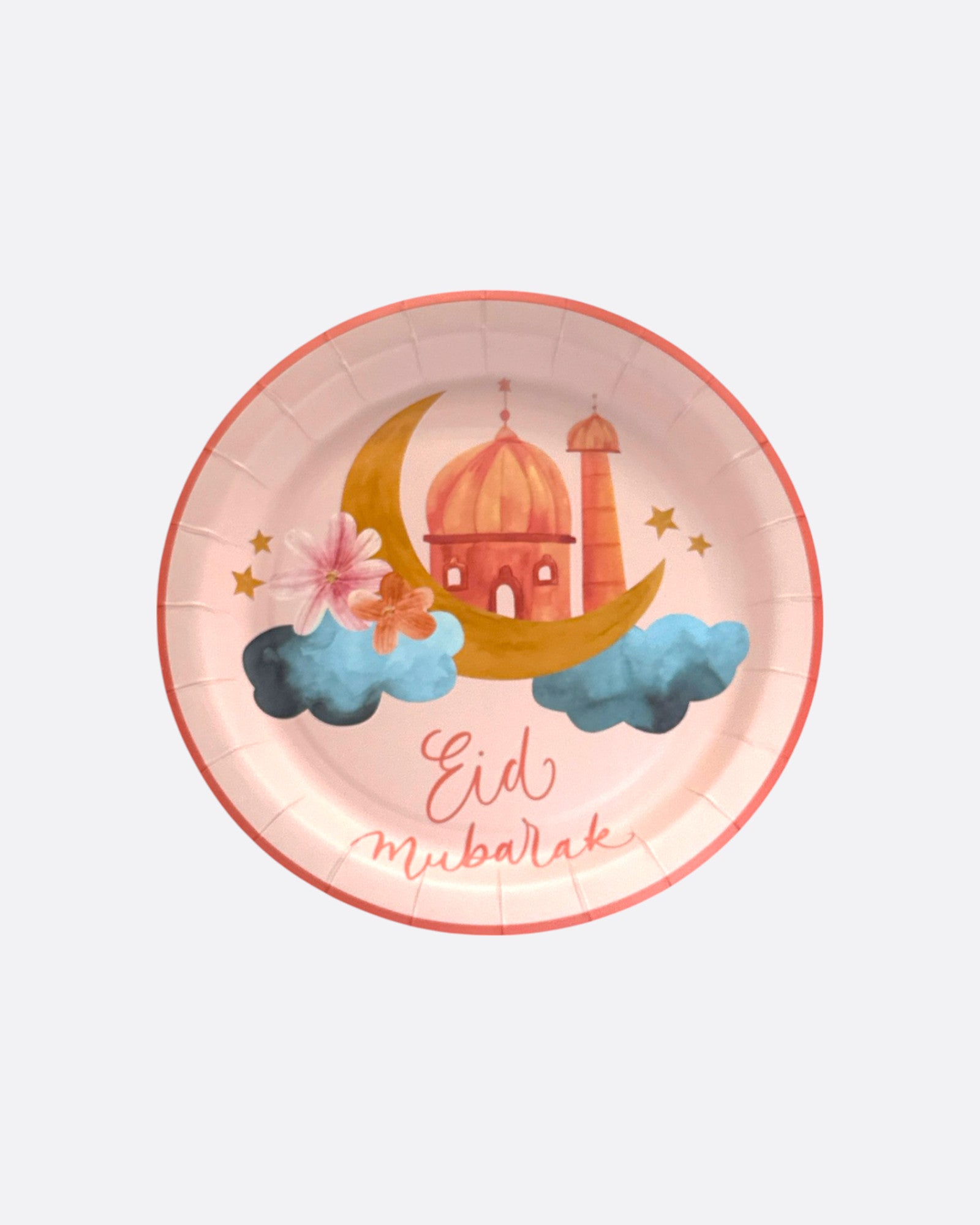 Lot de 6 assiettes Eid Mubarak - Mosquée & Nuages – produit proposé sur Souk Dubaï
