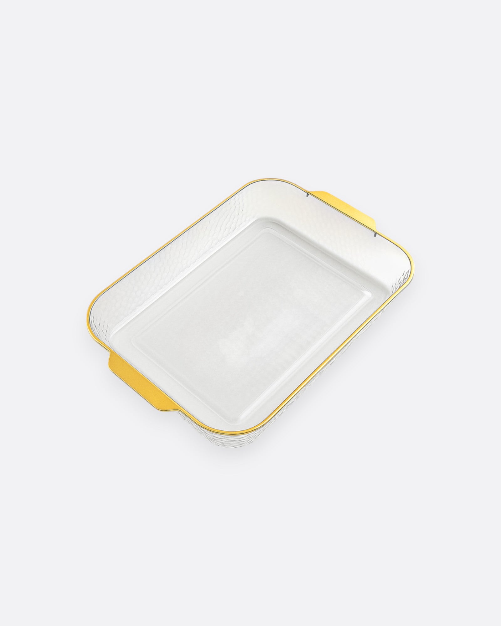 Plateau rectangle transparent à bordure dorée