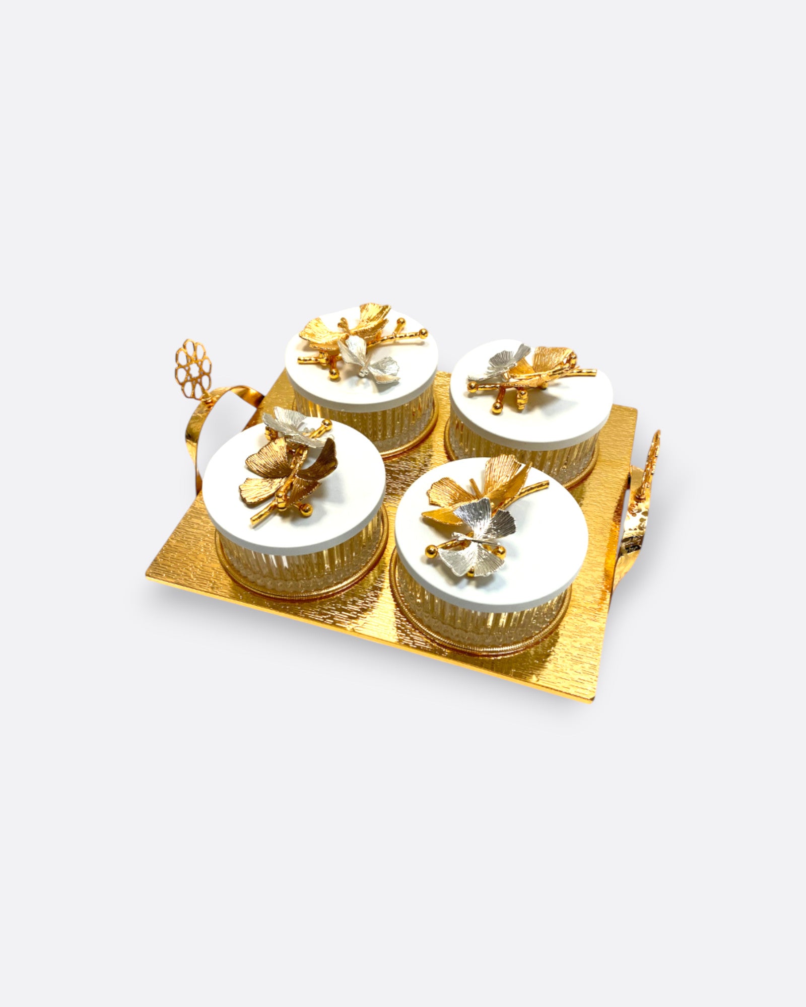 Plateau de service 4 pots avec couvercles – produit proposé sur Souk Dubaï