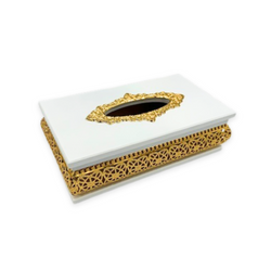 White &amp; gold tissue box