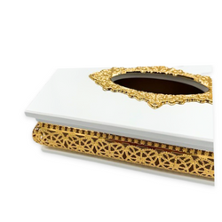 White &amp; gold tissue box