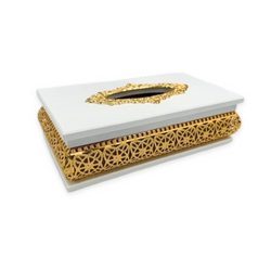 White &amp; gold tissue box