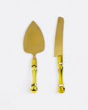 Ensemble spatule et couteau doré à dessert - Neyla