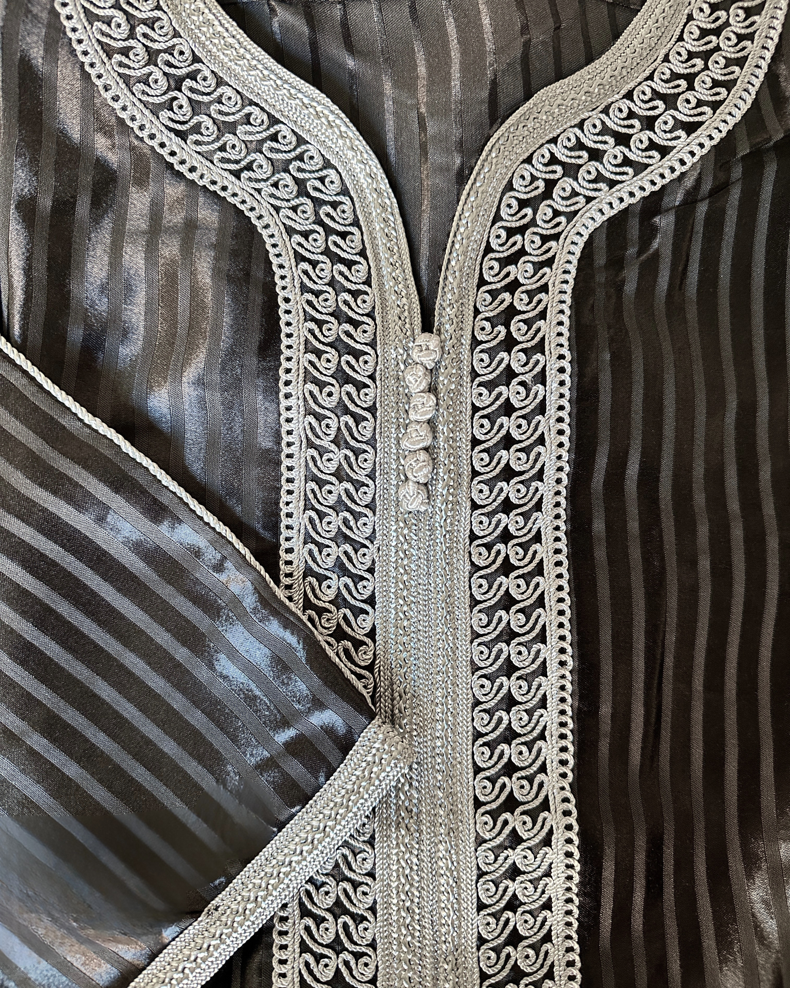 Qamis gandoura à rayure satiné Jellal - Manches 3/4