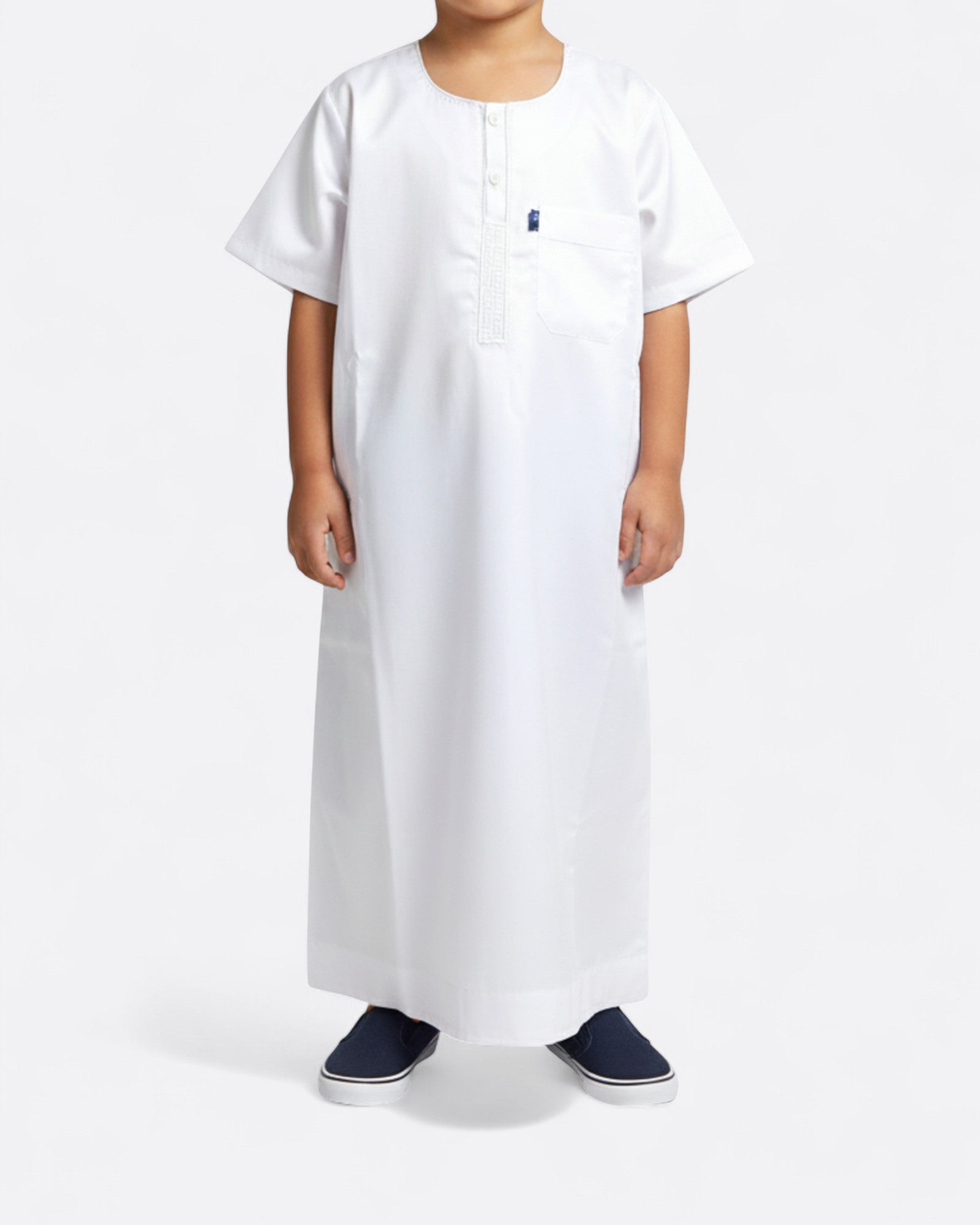 Qamis Ikaf satiné Blanc enfant - manches courtes
