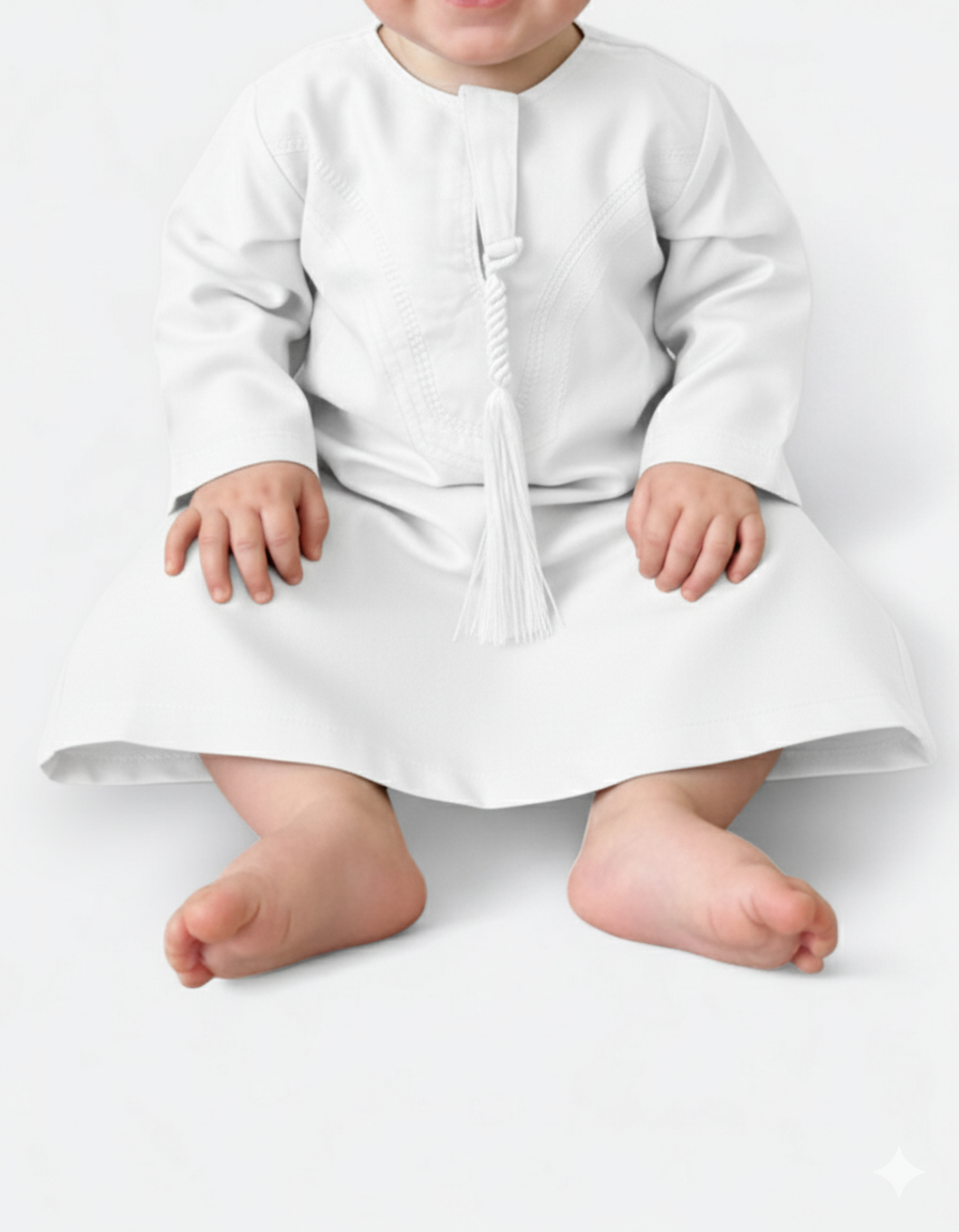 Qamis bébé - Simple avec tresse