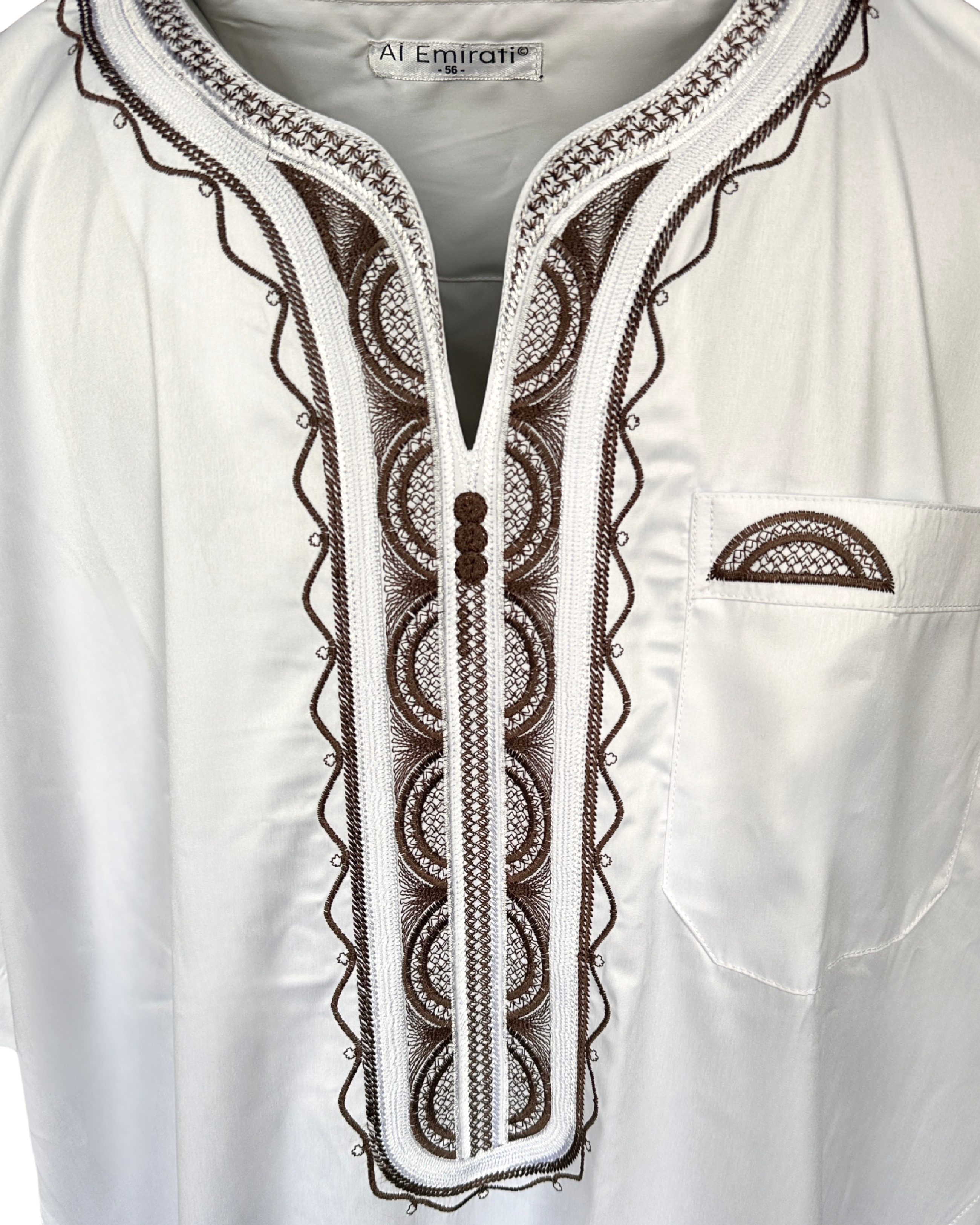 Qamis blanc ornements - Manches courtes