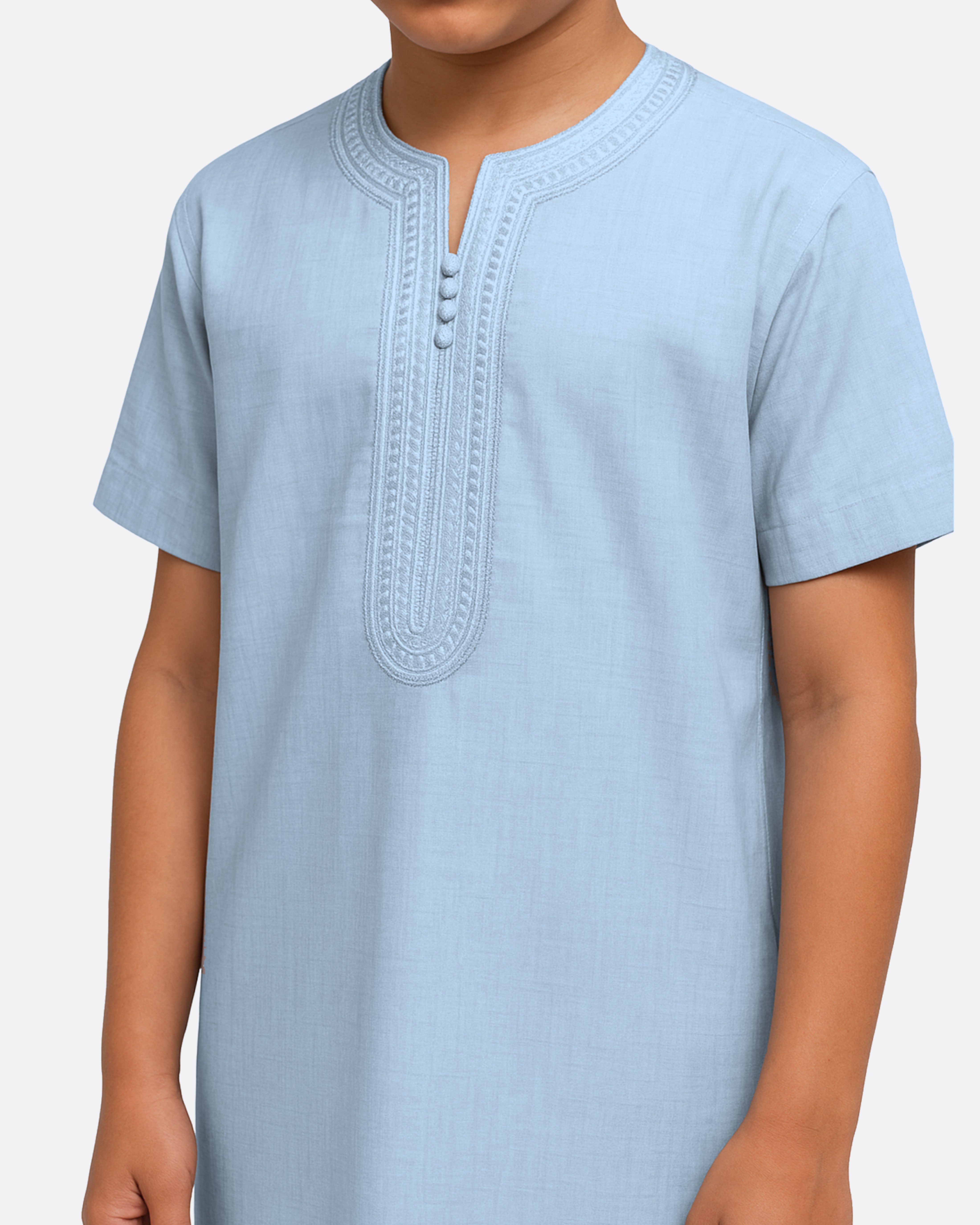 Qamis brodé enfant & ado - Manches courtes