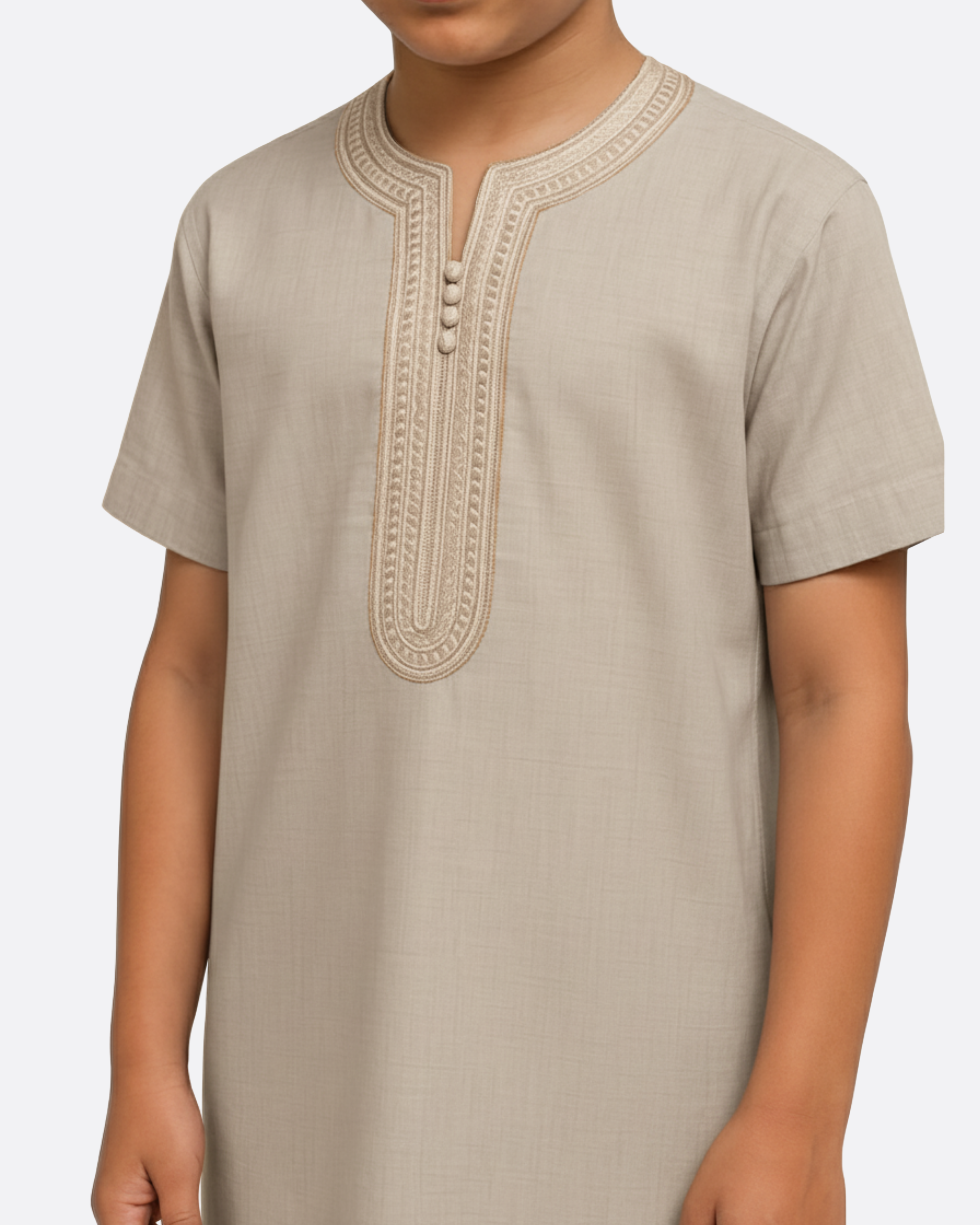 Qamis brodé enfant & ado - Manches courtes