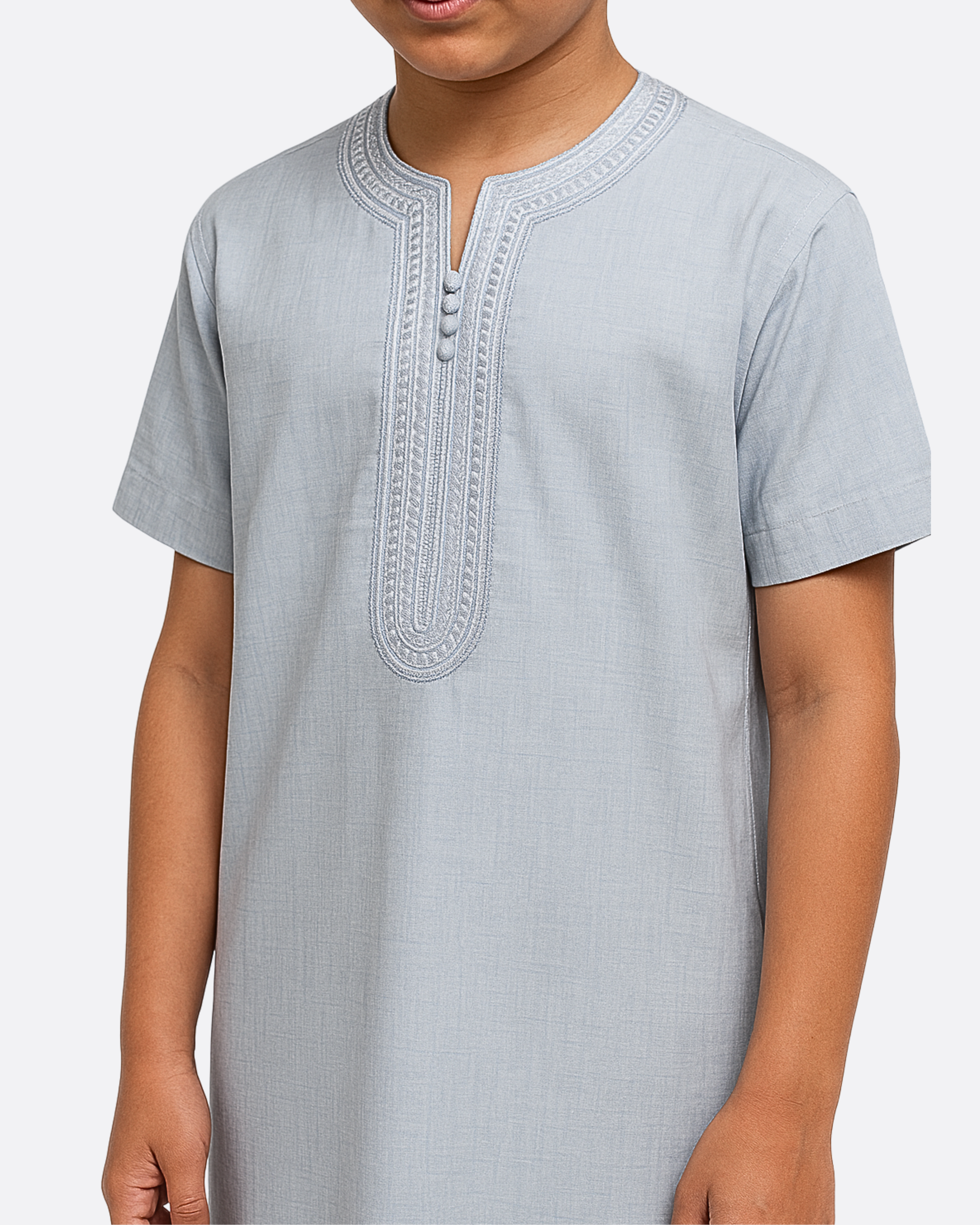 Qamis brodé enfant & ado - Manches courtes