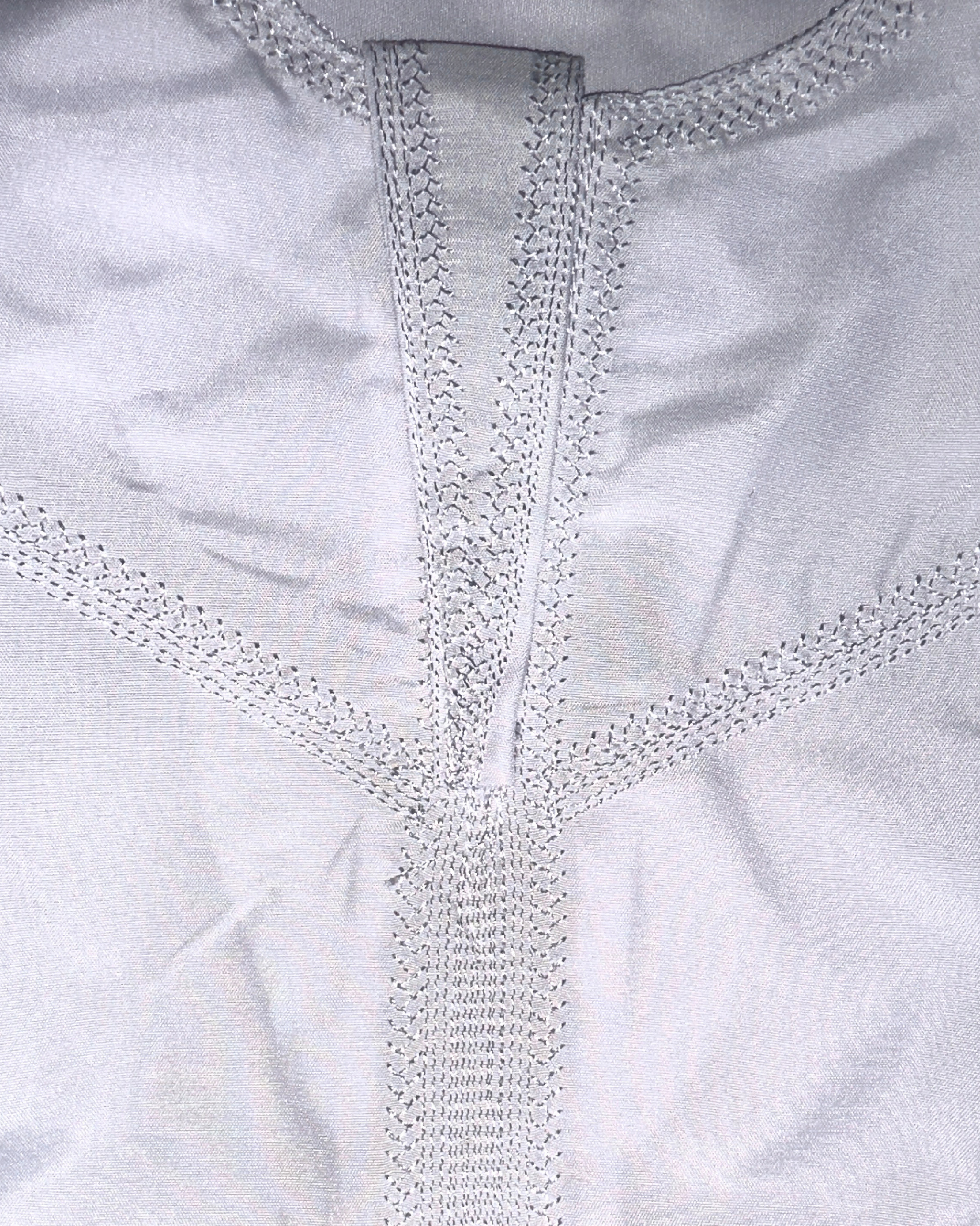 Qamis enfant blanc avec tresse - Manches longues