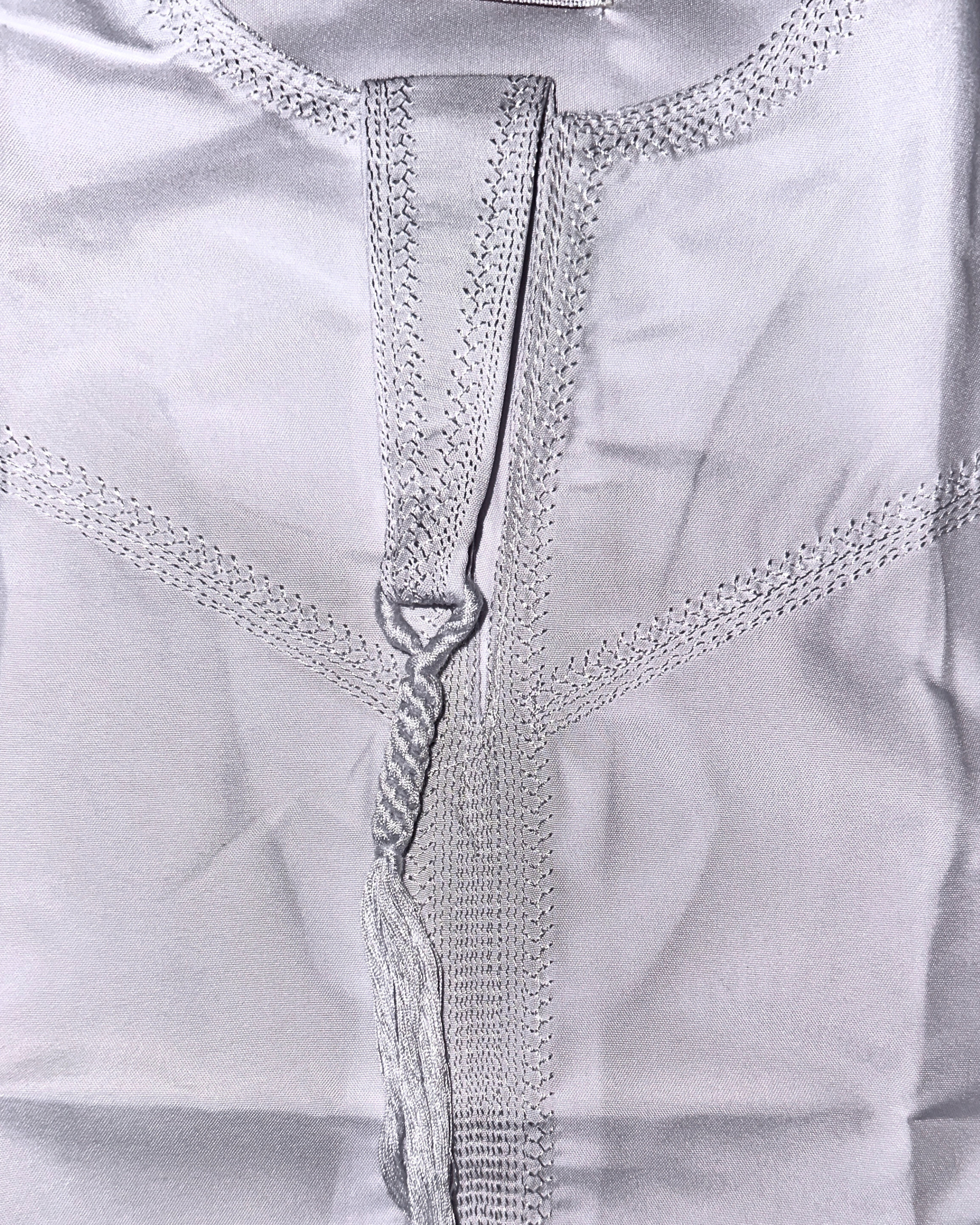 Qamis enfant blanc avec tresse - Manches longues