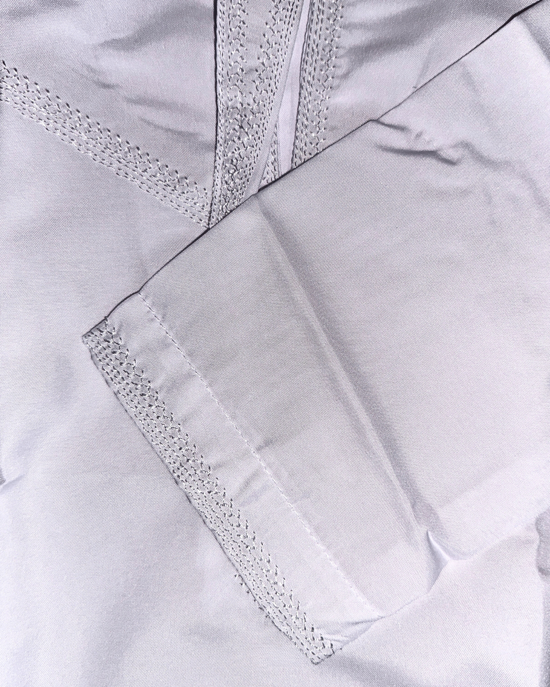 Qamis enfant blanc avec tresse - Manches longues