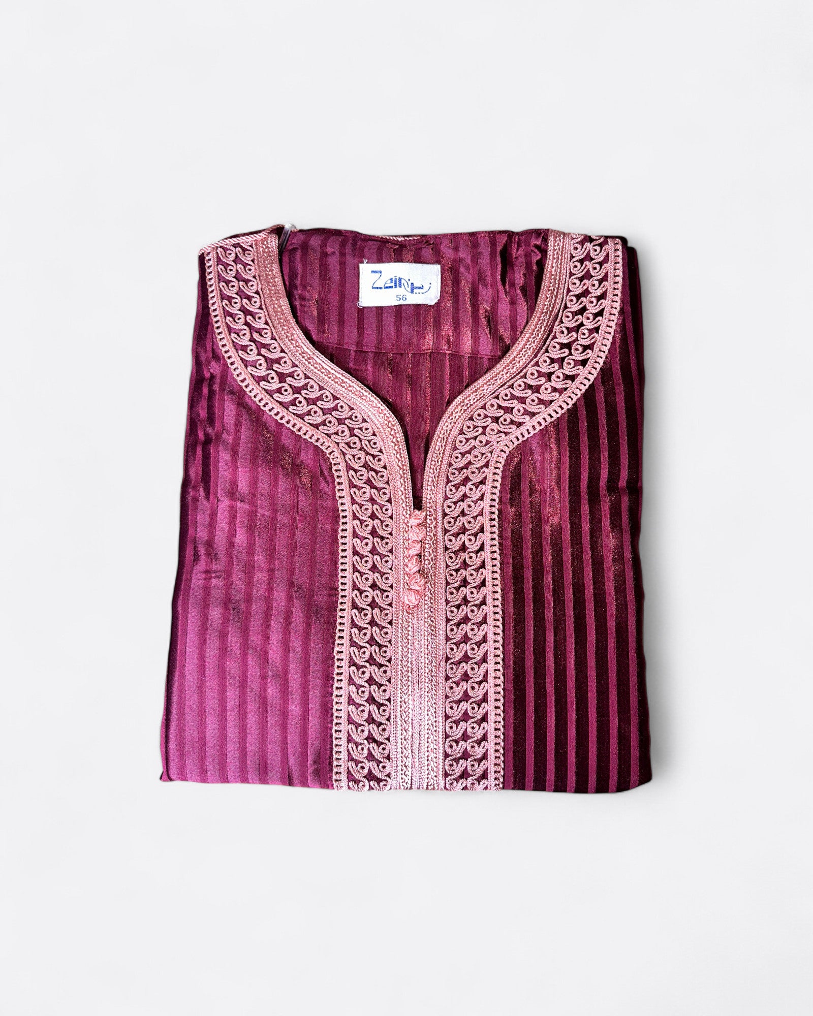 Qamis gandoura à rayure satiné Jellal - Manches 3/4