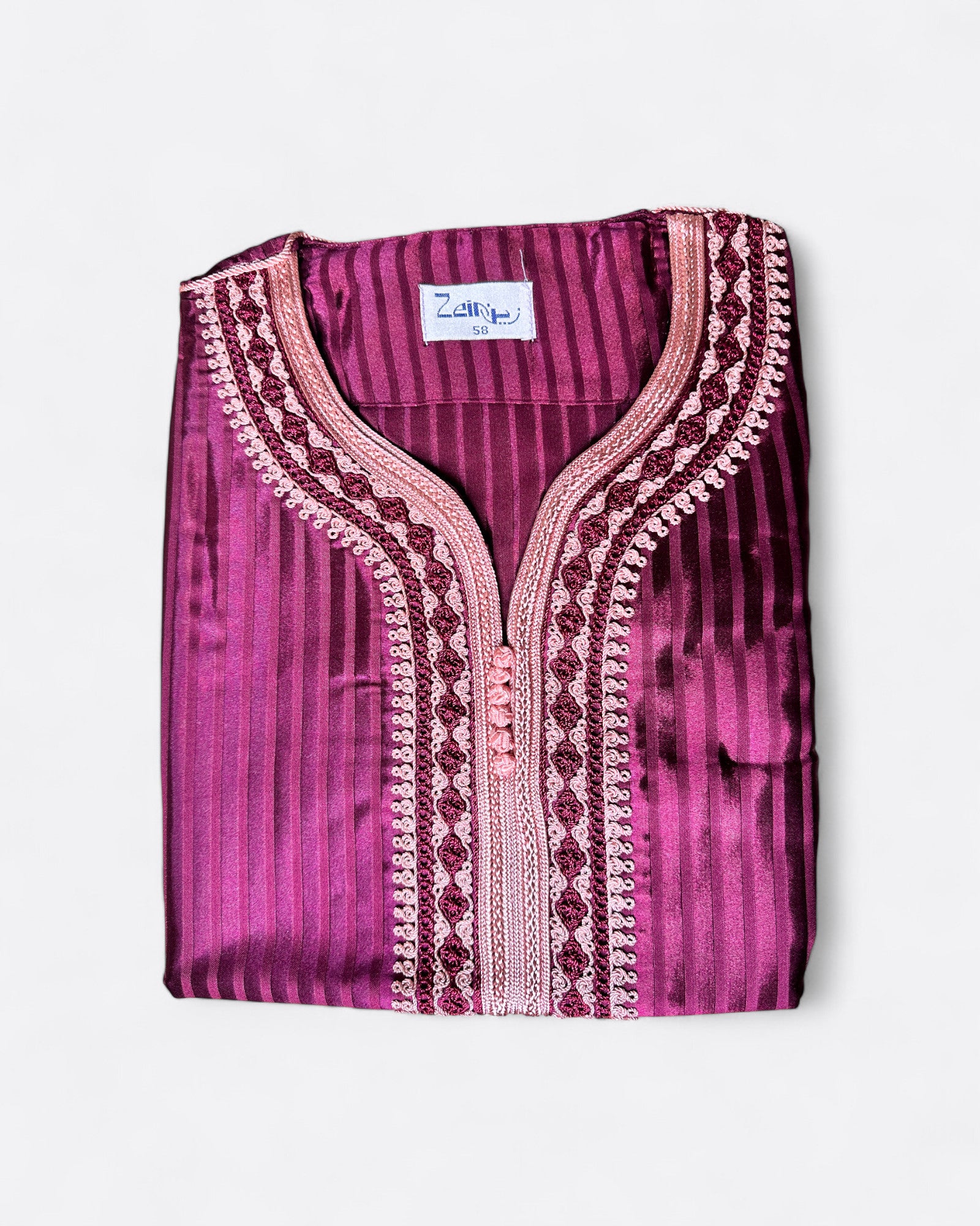 Qamis gandoura à rayure satiné Jellal - Manches 3/4