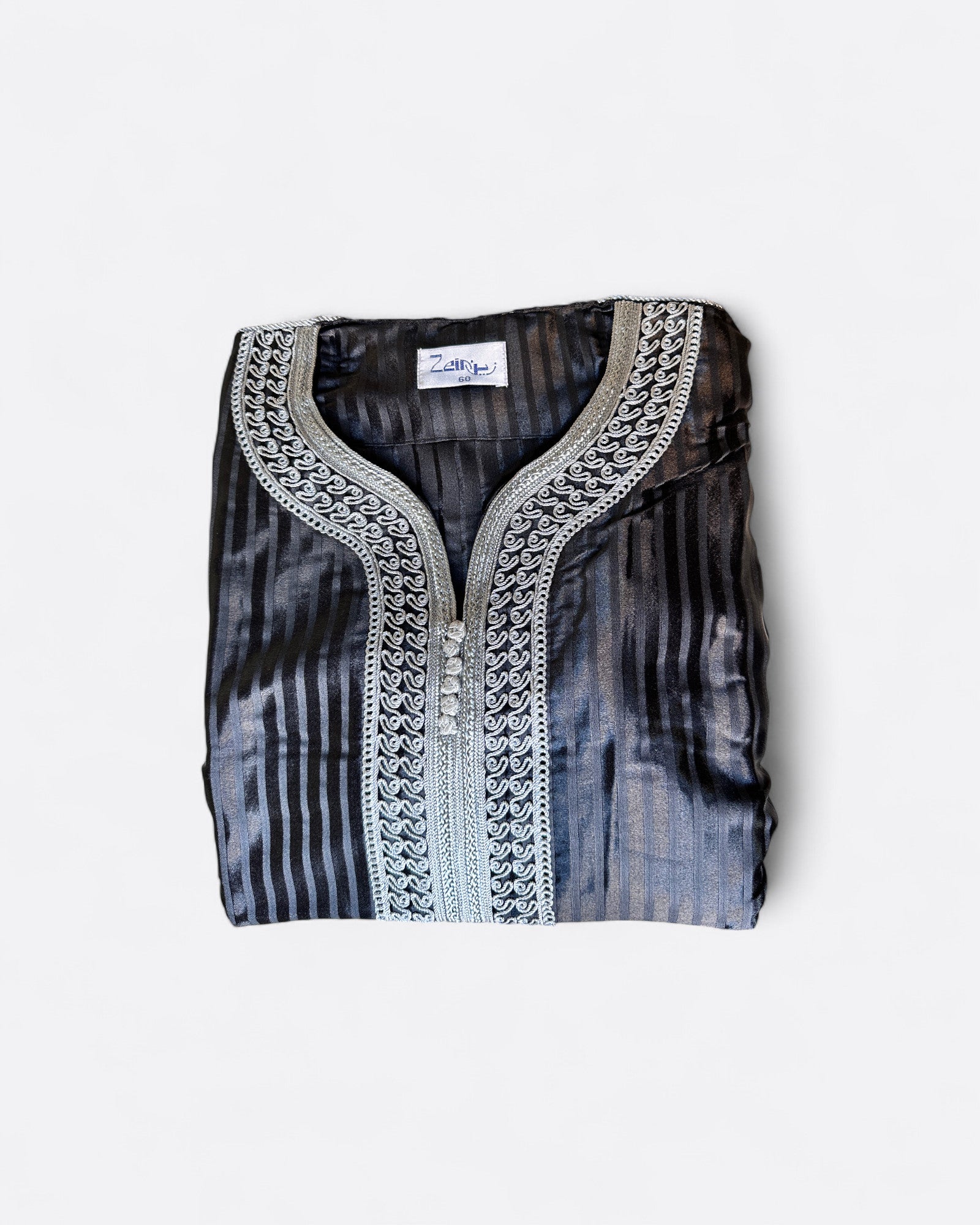 Qamis gandoura à rayure satiné Jellal - Manches 3/4