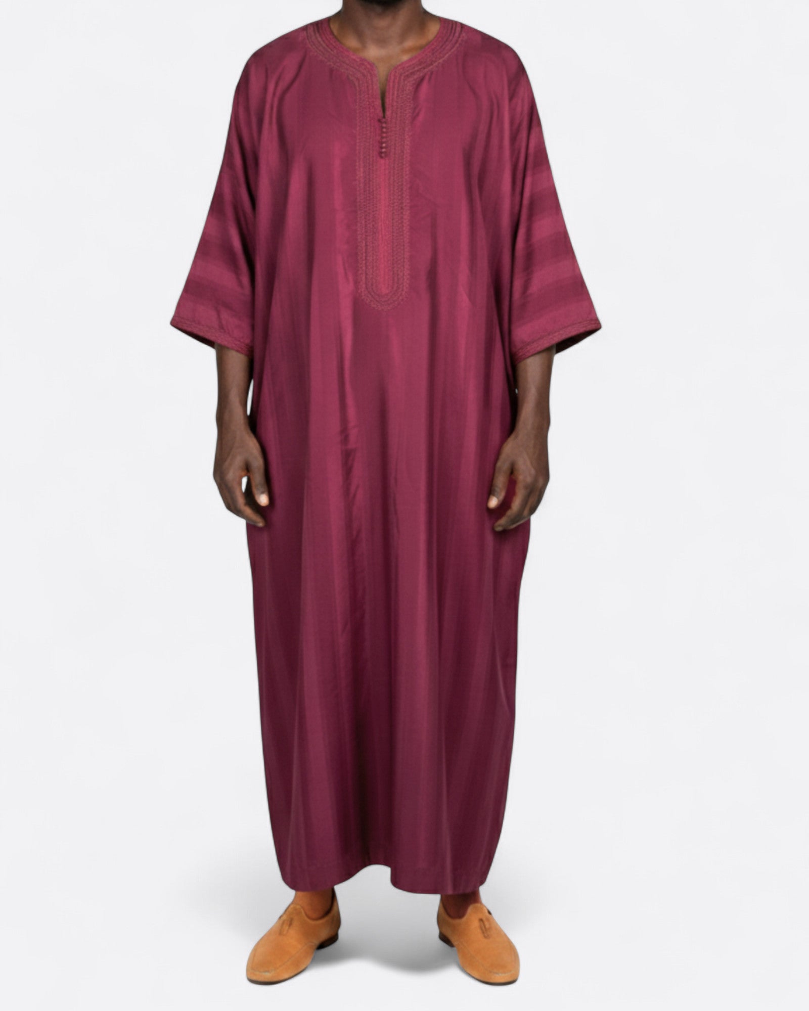 Qamis gandoura à rayure satiné Amir - Manches 3/4