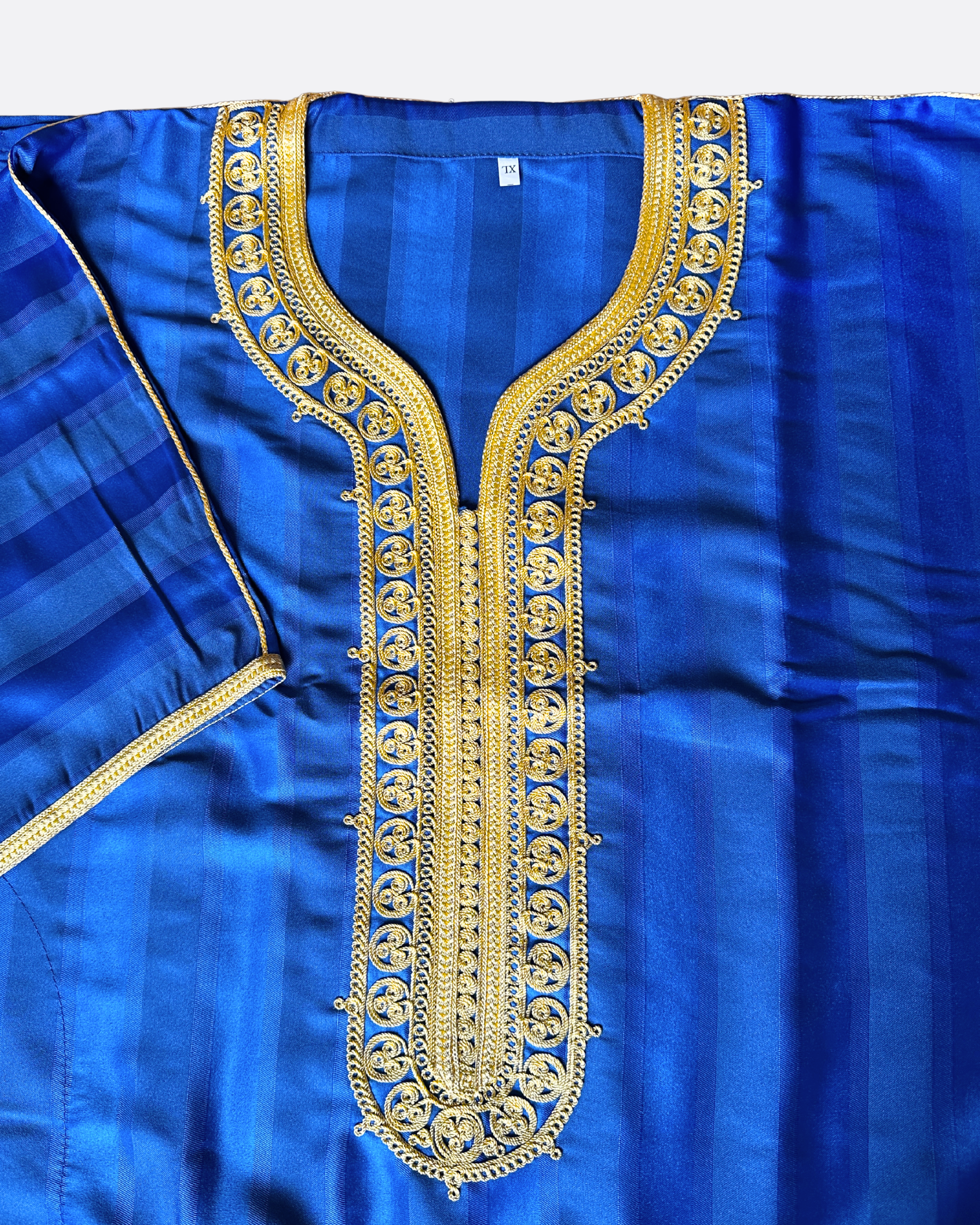 Qamis gandoura à rayure satiné Amir - Manches 3/4