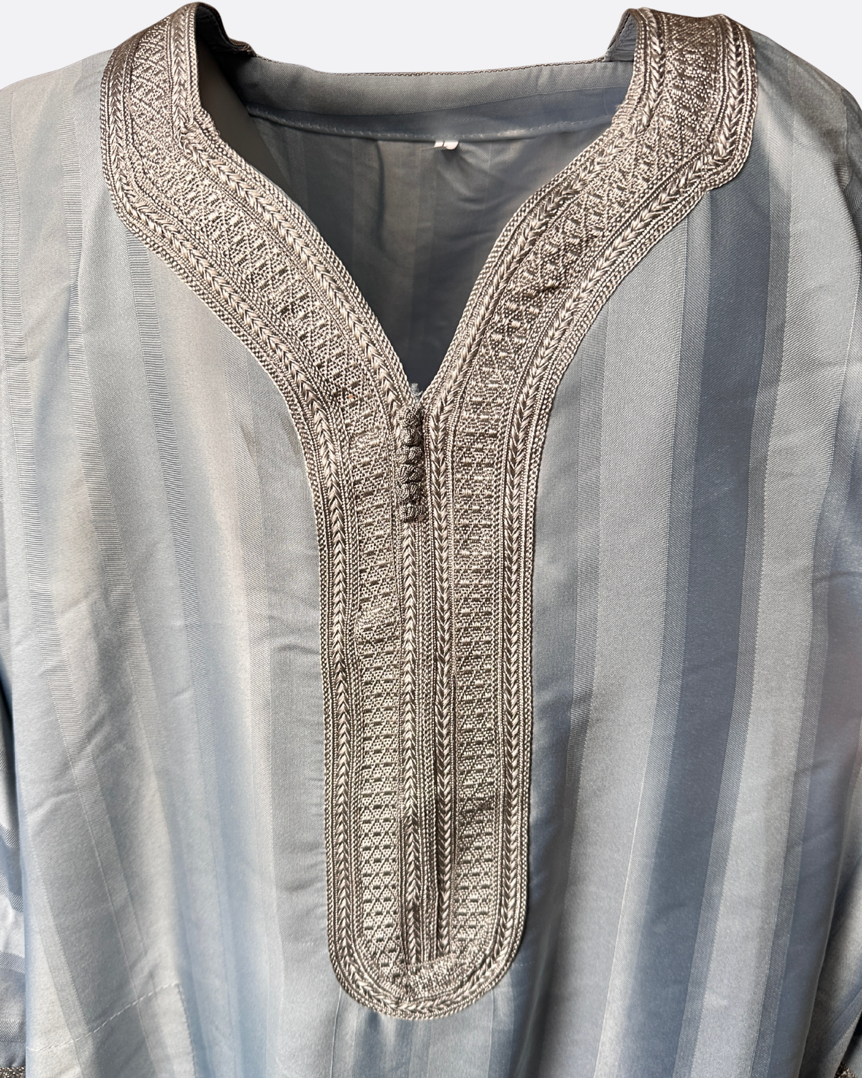 Qamis gandoura à rayure satiné Amir - Manches 3/4