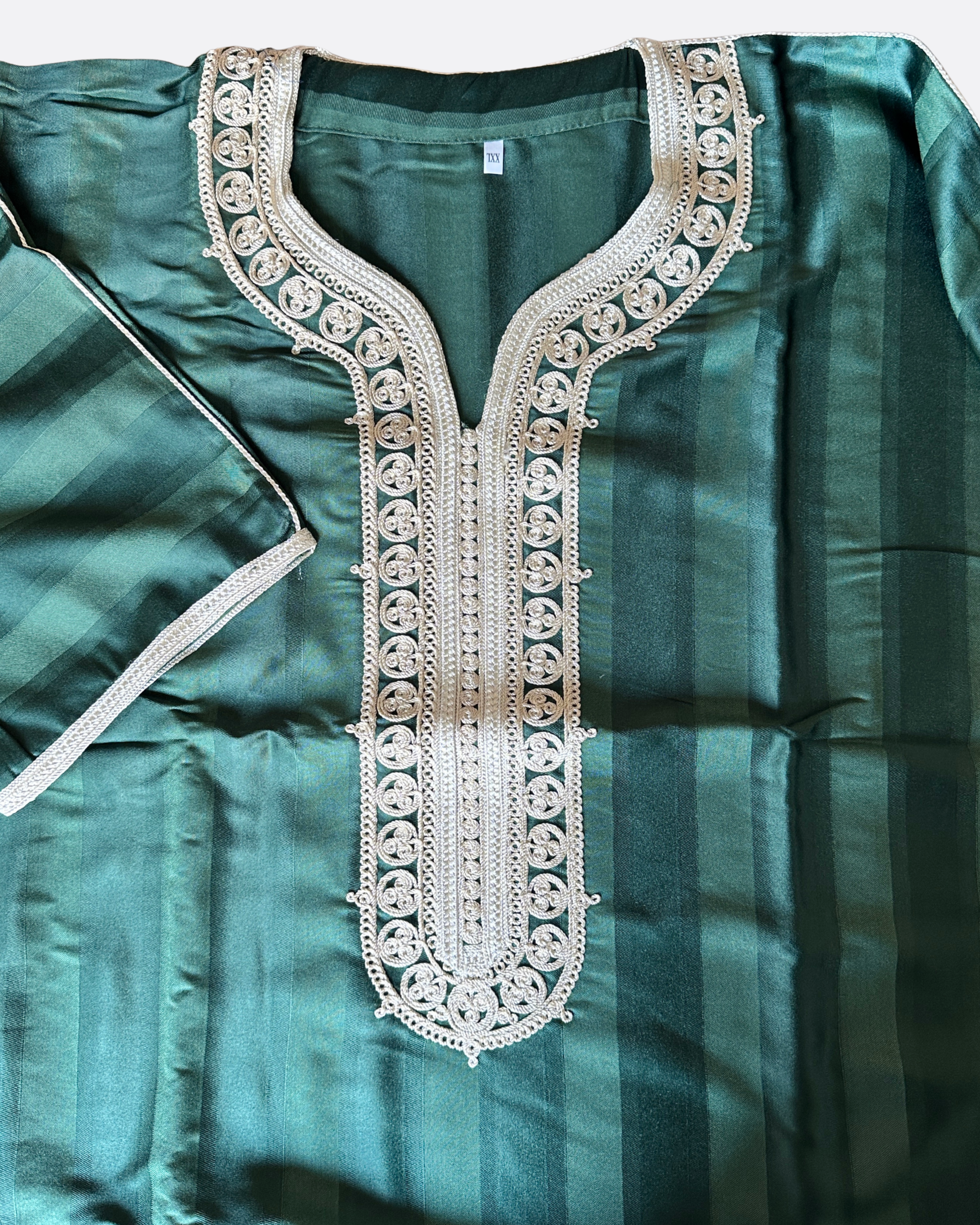 Qamis gandoura à rayure satiné Amir - Manches 3/4