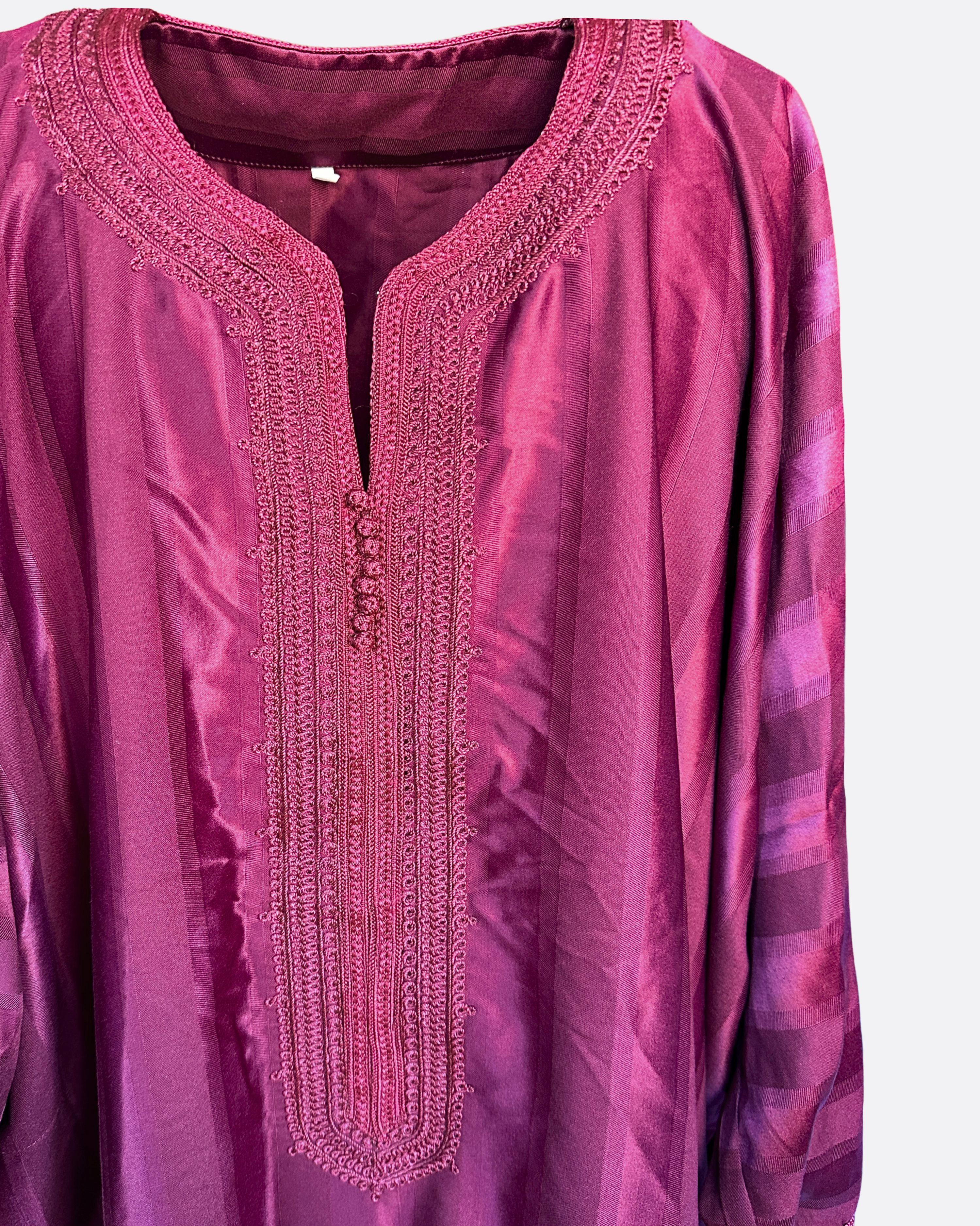 Qamis gandoura à rayure satiné Amir - Manches 3/4