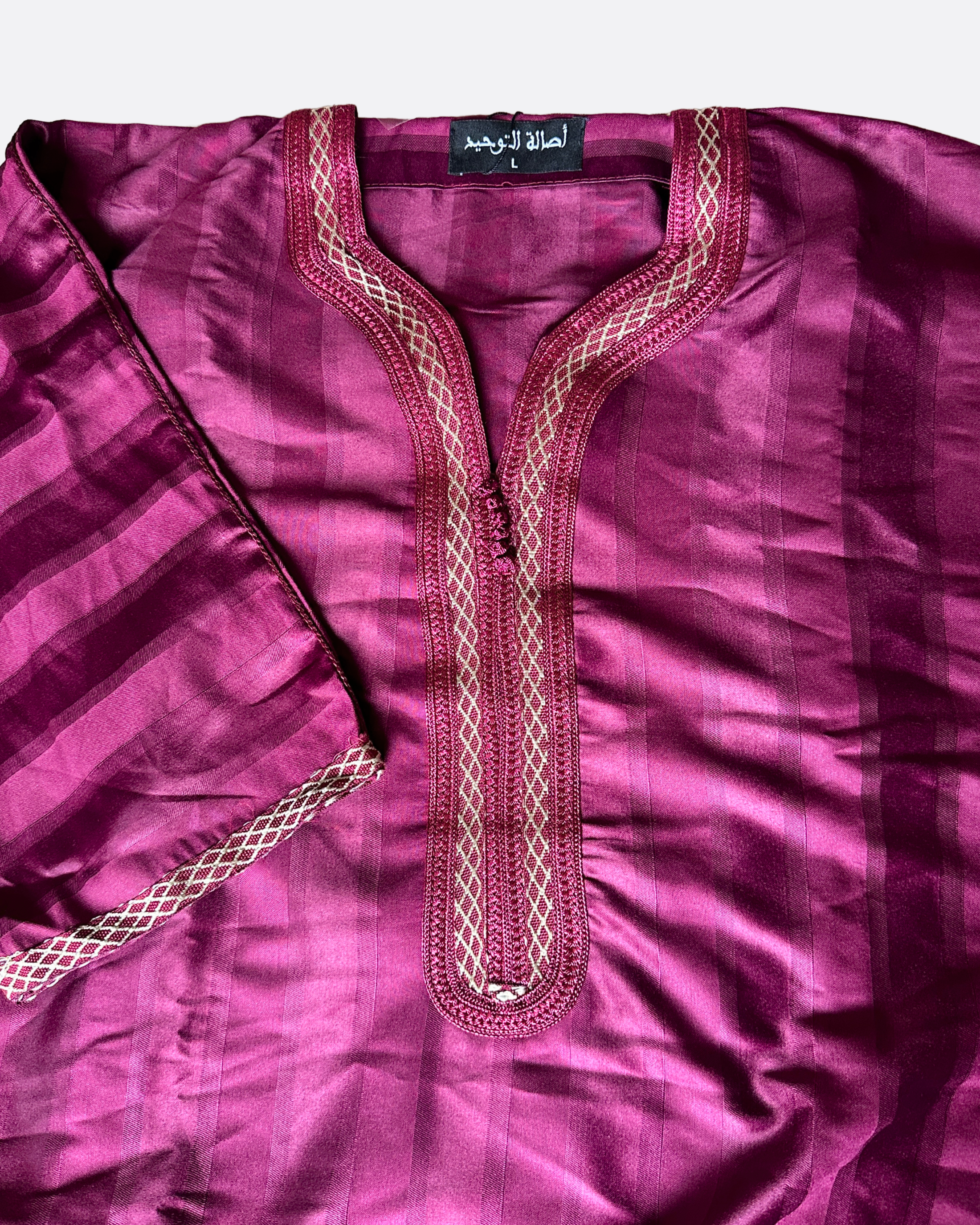 Qamis gandoura à rayure satiné Amir - Manches 3/4