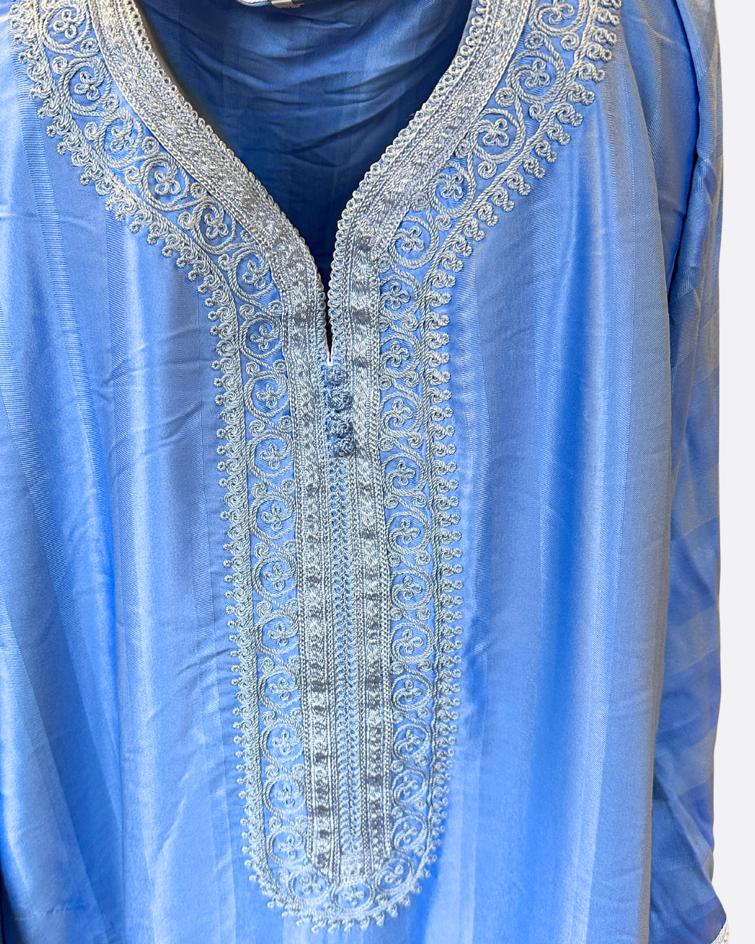 Qamis gandoura à rayure satiné Amir - Manches 3/4