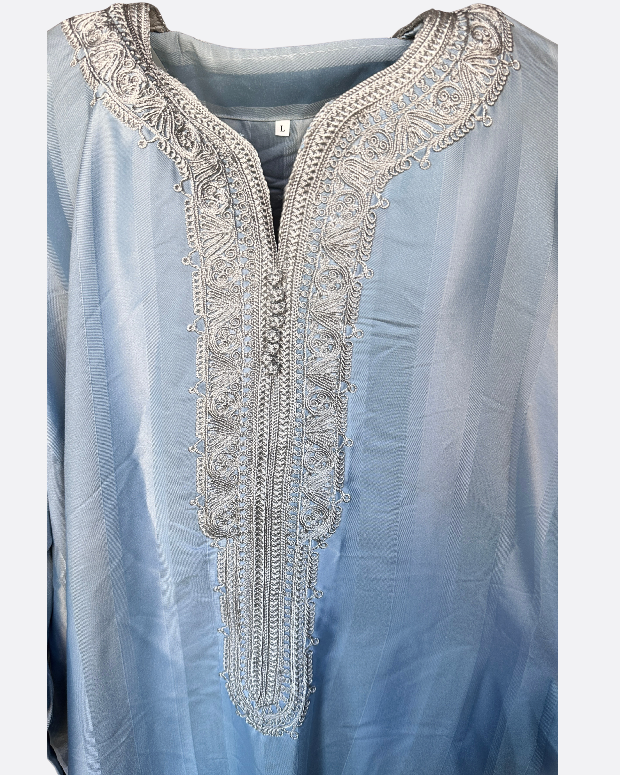 Qamis gandoura à rayure satiné Amir - Manches 3/4