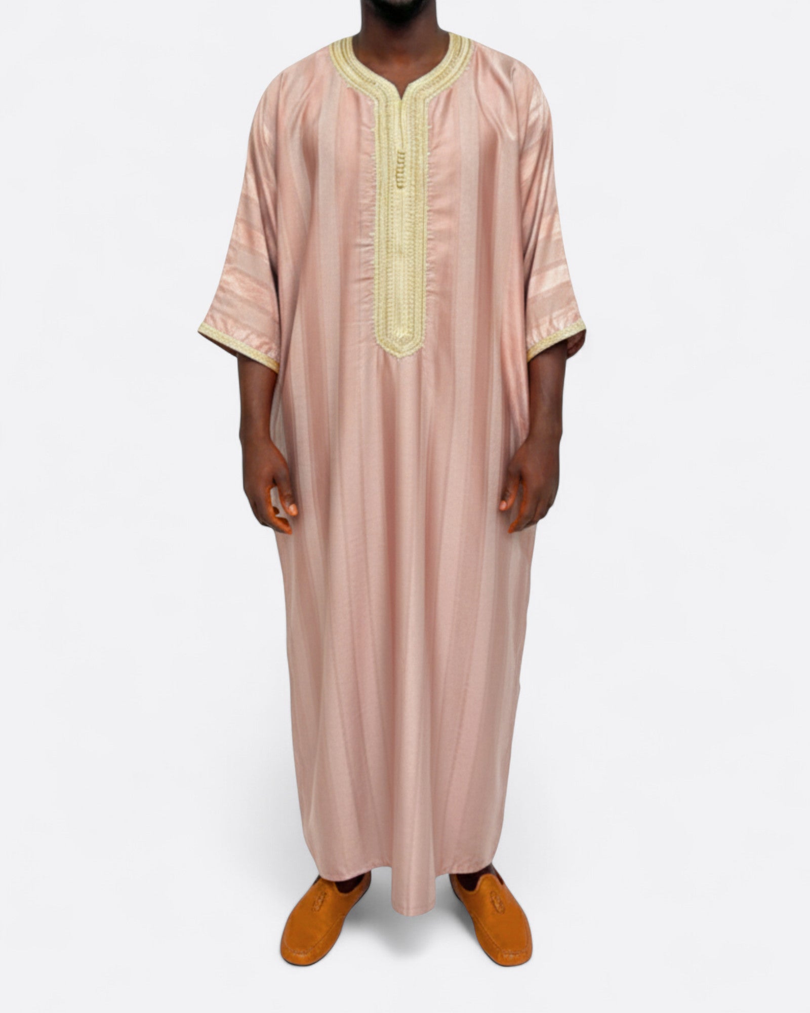 Qamis gandoura à rayure satiné Amir - Manches 3/4