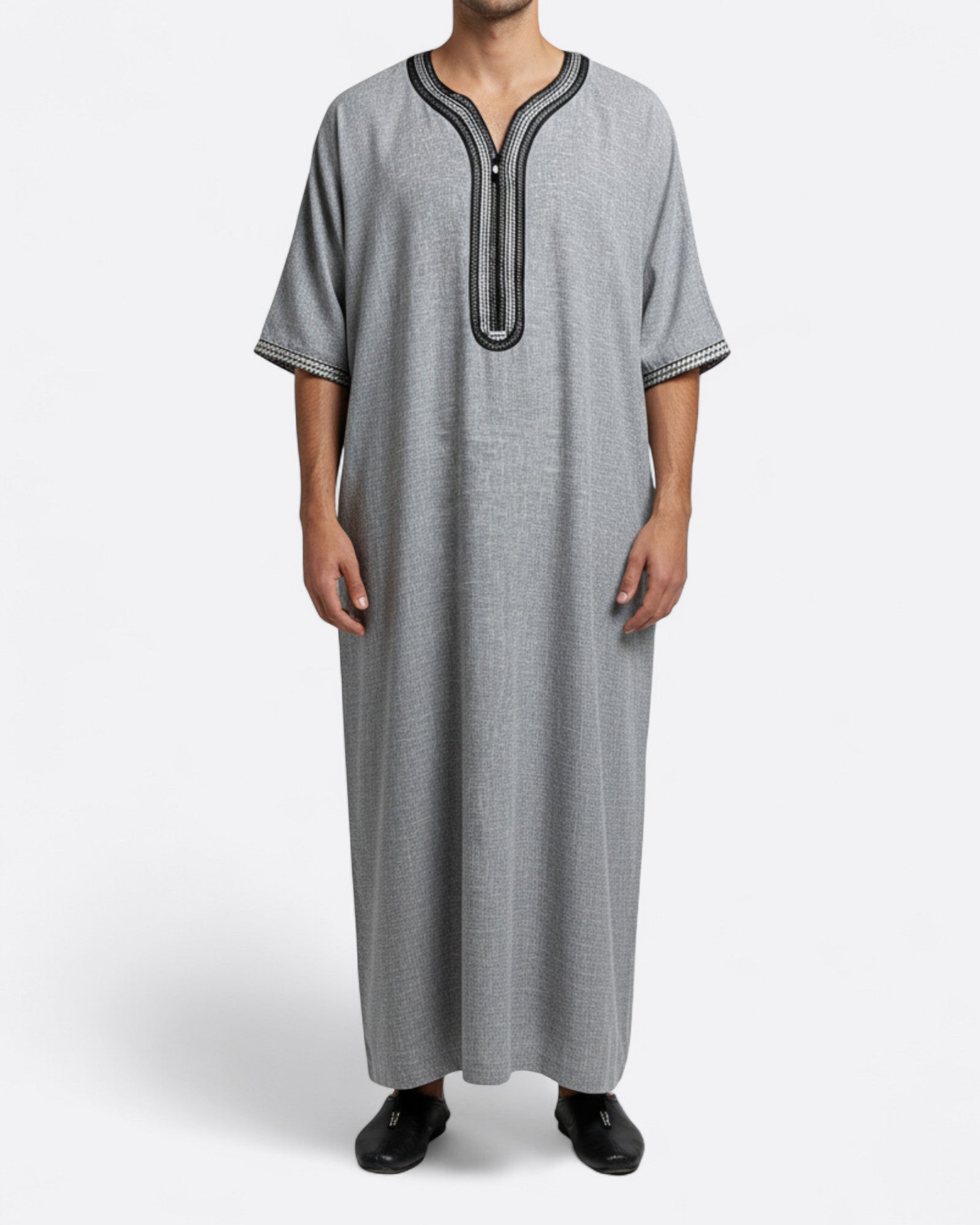 Qamis gandoura effet lin - Manches 3/4