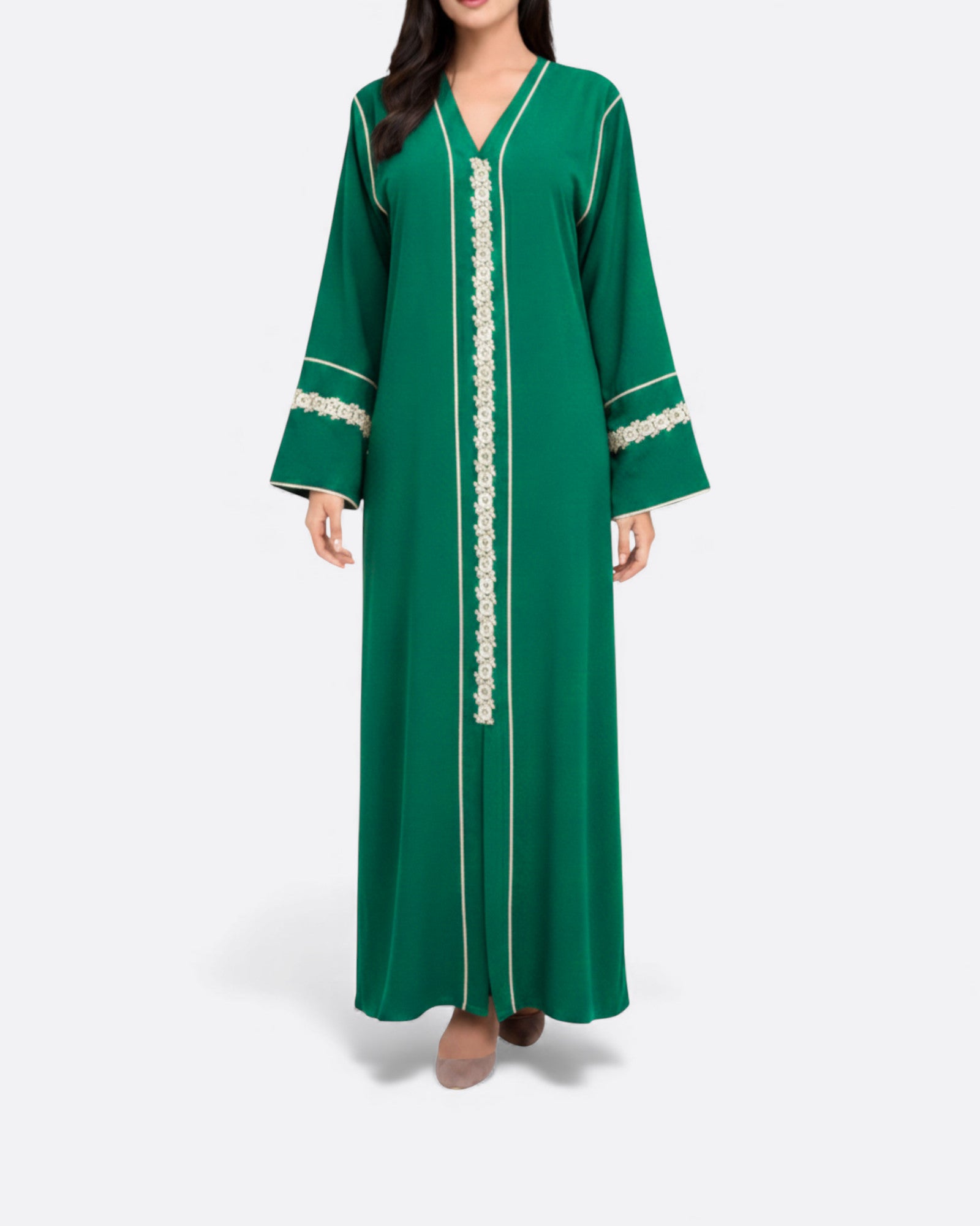 Robe longue à broderies dorées