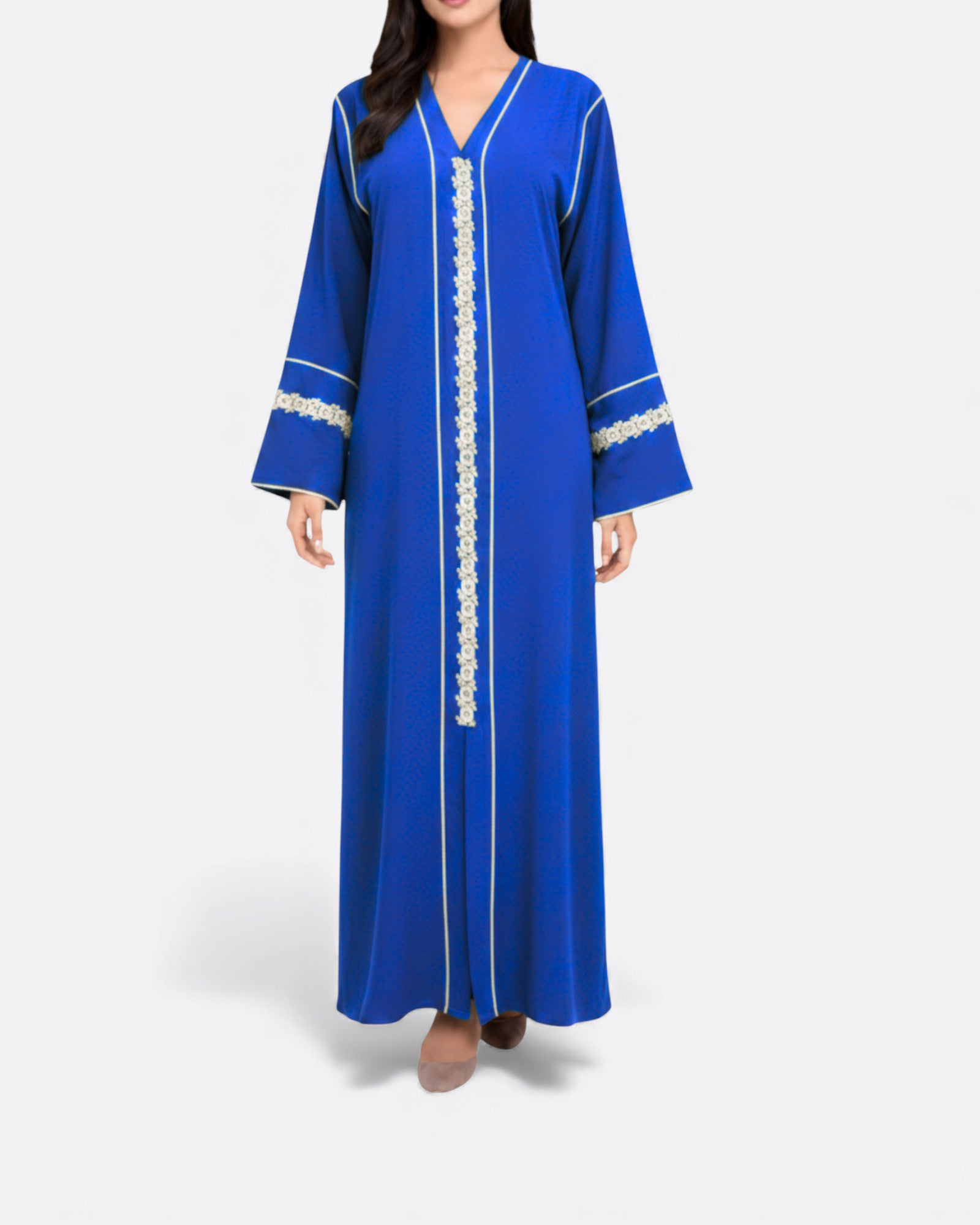 Robe longue à broderies dorées