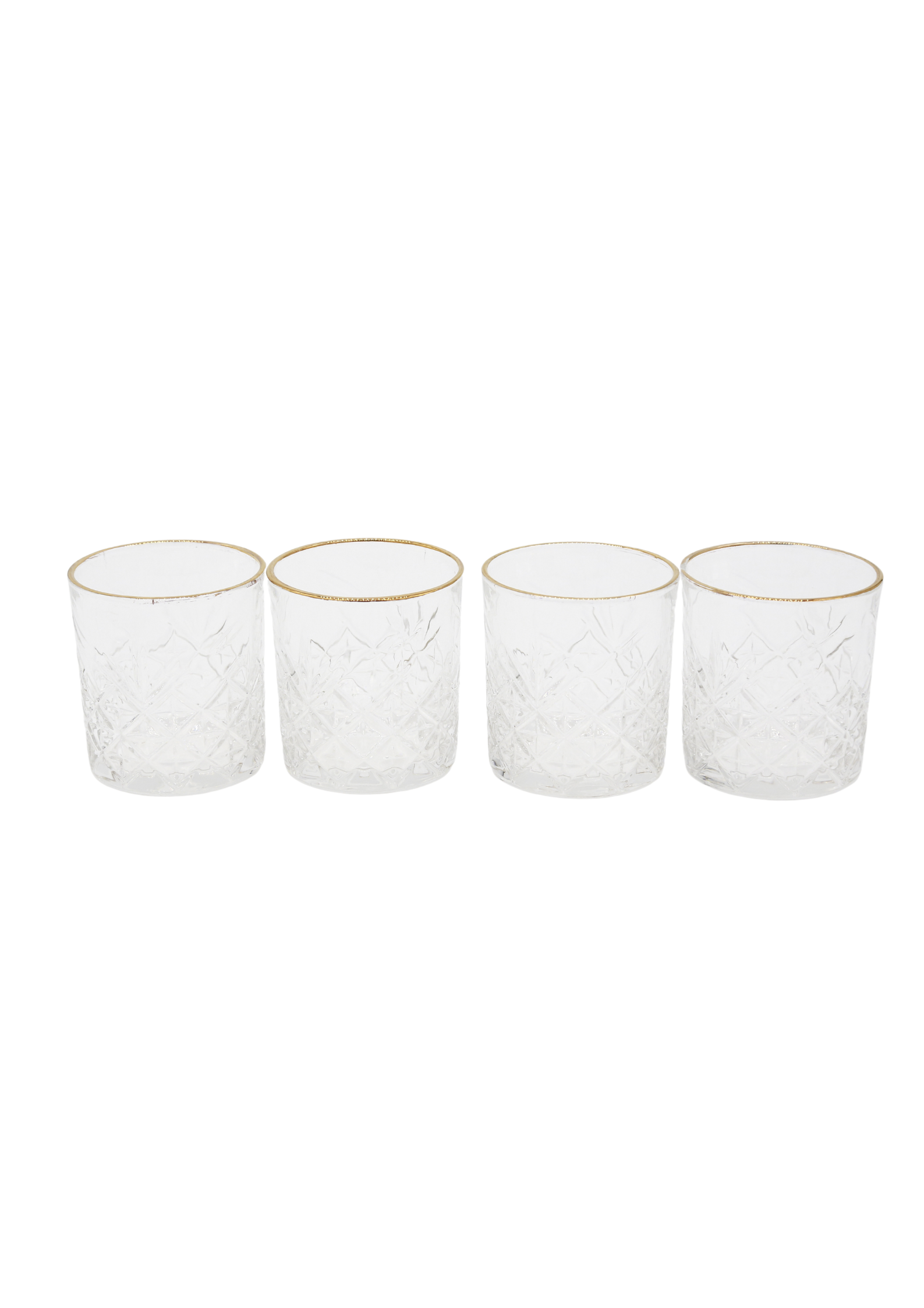 Lot de 4 petits verres cocktail à relief - bordure doré