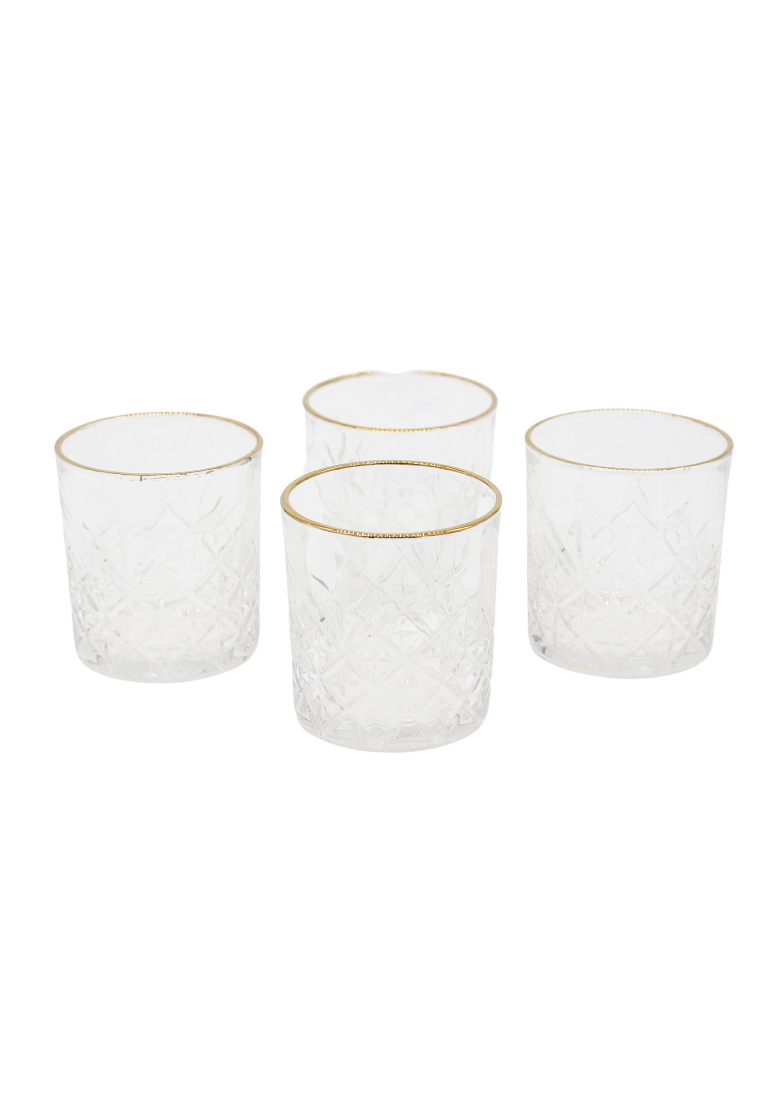 Lot de 4 petits verres cocktail à relief - bordure doré