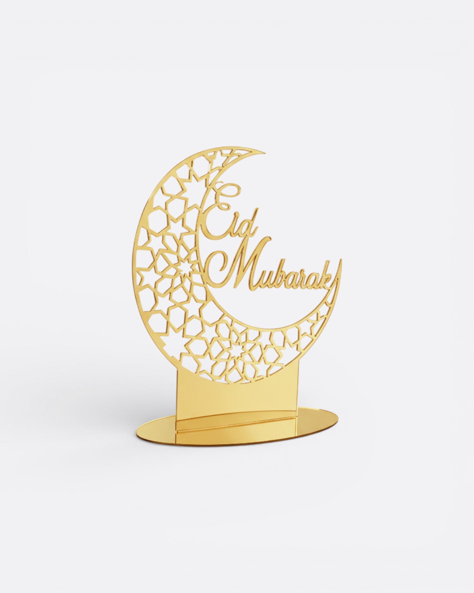 Support de décoration lune "Eid Mubarak" doré