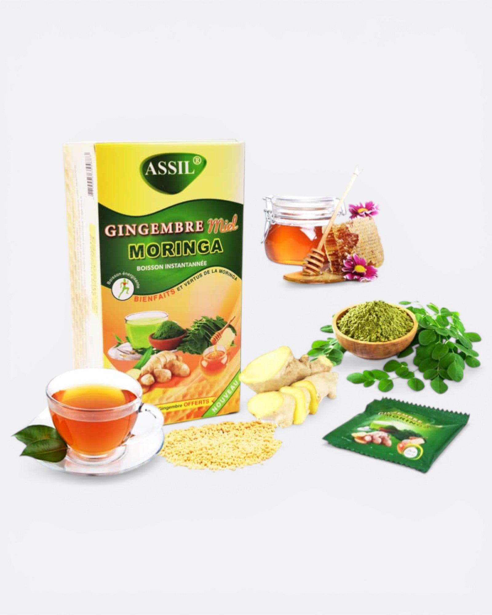 Tisane/boisson instantanée Gingembre, Miel et Moringa