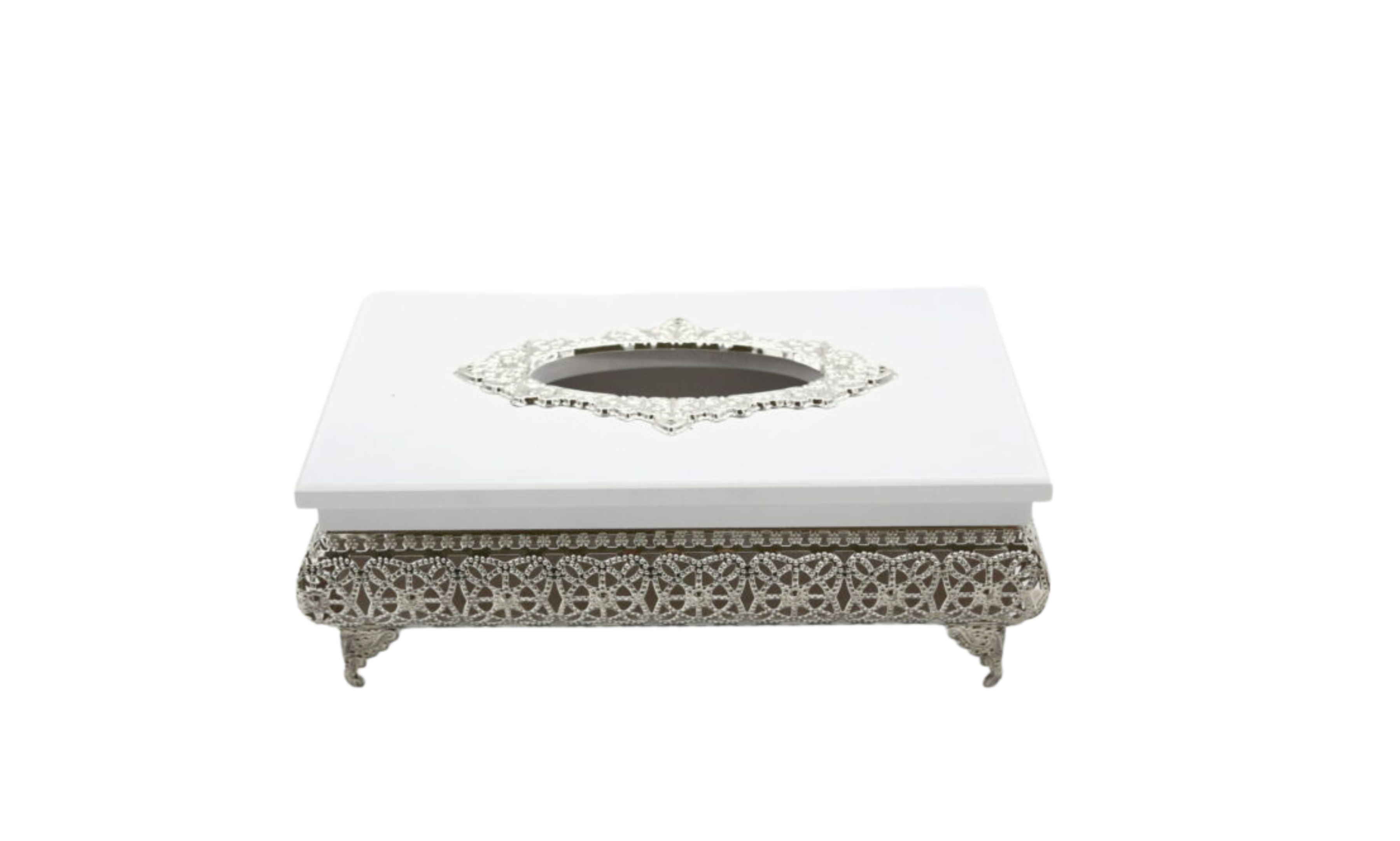 Boîte à mouchoirs blanche & dorée