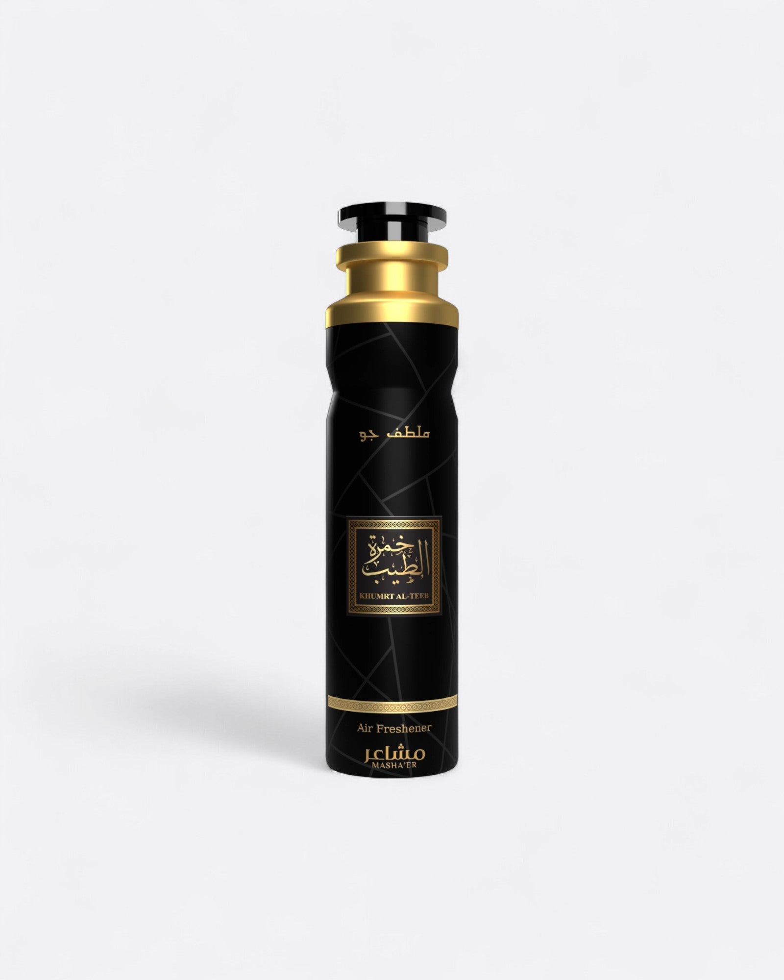Khumrat Al Teeb Masha'er, brume d’intérieur 300 ml. Parfum d’intérieur intense et sophistiqué à base d’oud, safran et vanille.