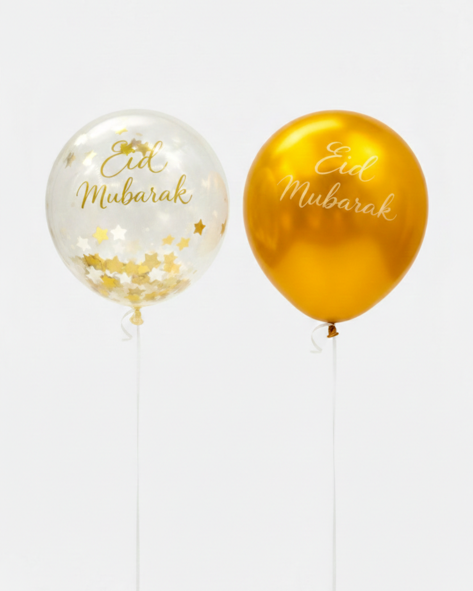 Ballons Eid Mubarak or et blanc avec confettis - Décoration chic pour fête de l'Aïd et Ramadan - Lot de 6 ballons latex