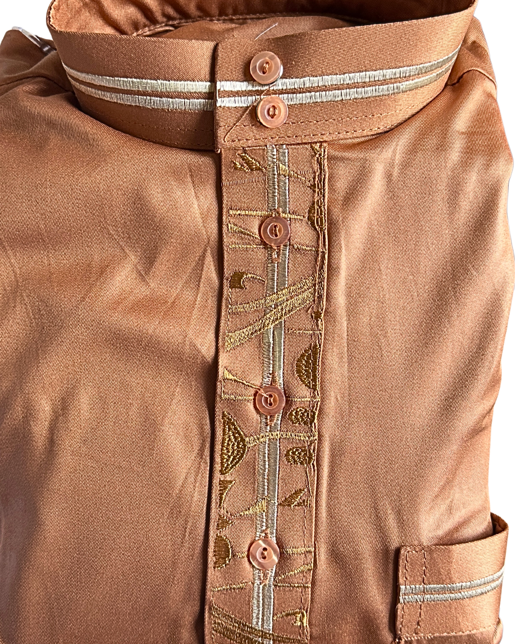 Qamis satiné Andalus - Manche longues avec pantalon