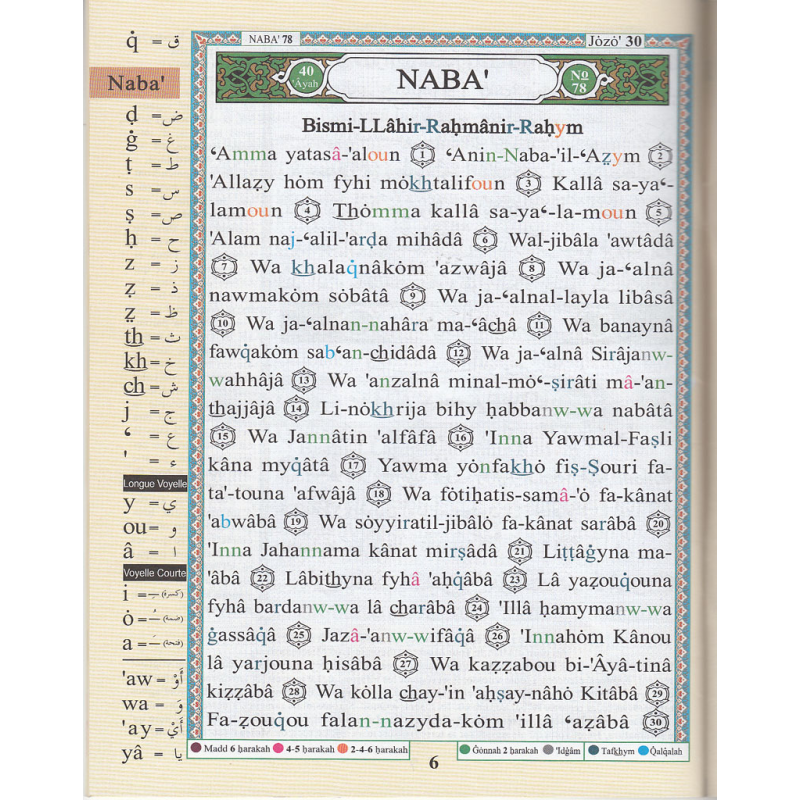 Coran – Juzz ‘Amma avec Phonétique