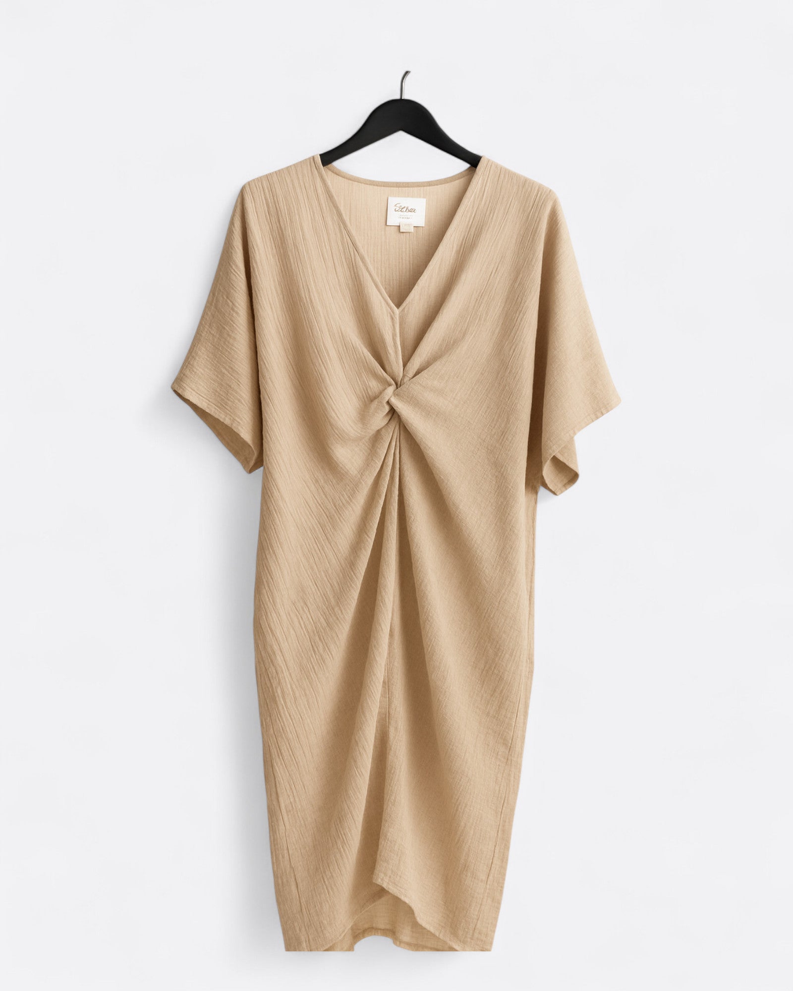 Robe d'été plissée - col V & manches courtes