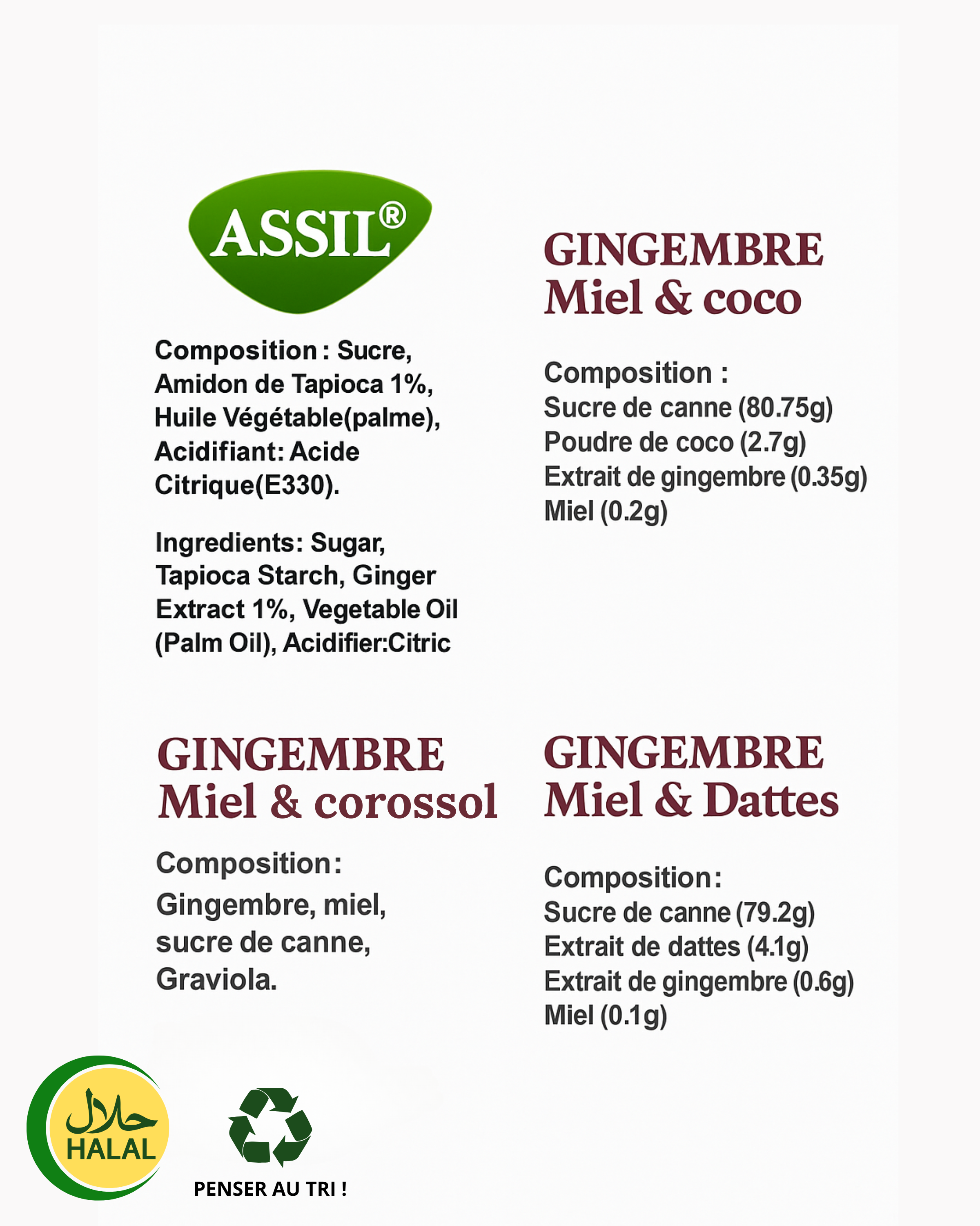 Pack 3 tisanes Instantanées & Bonbons au Gingembre – Assil