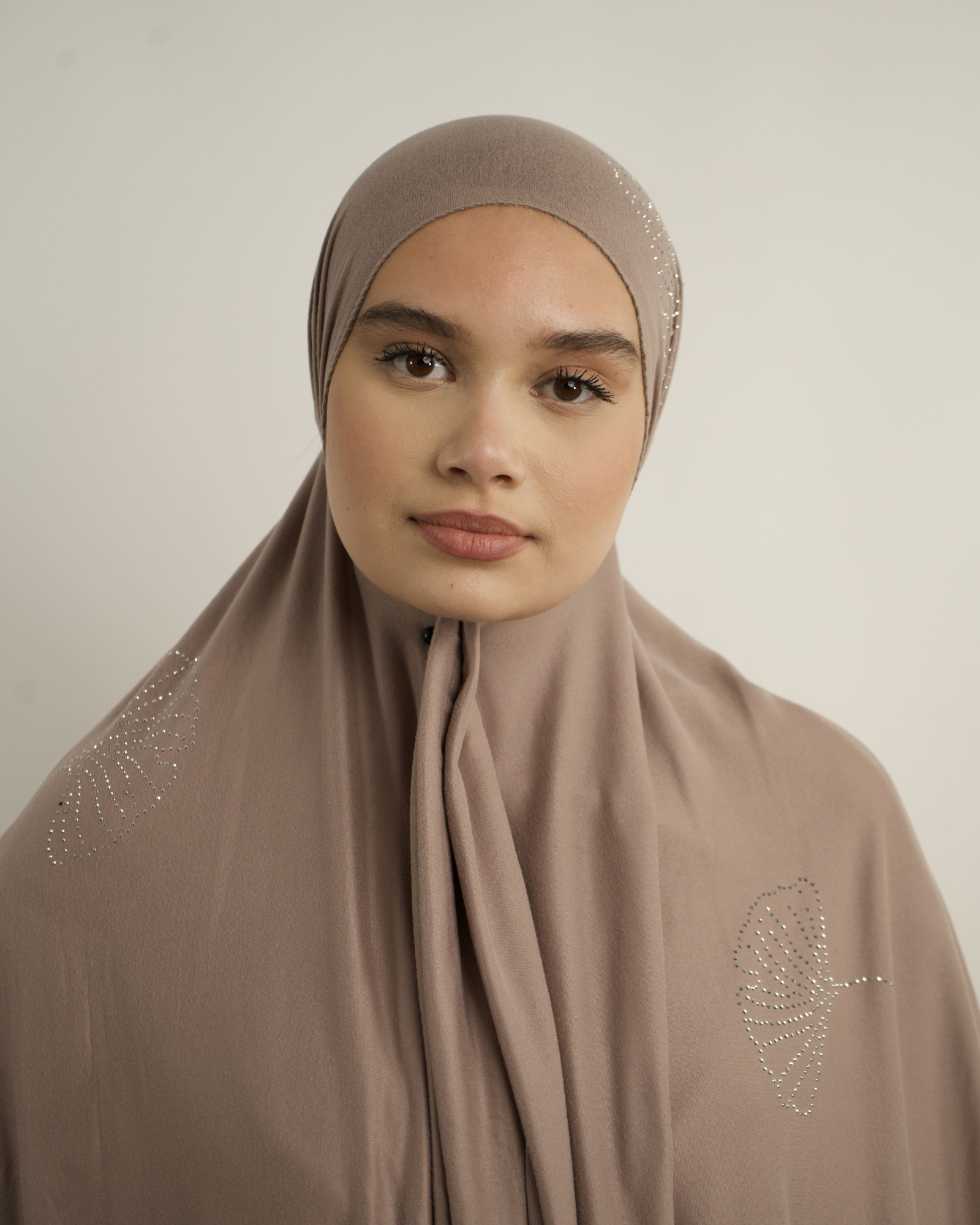 Hijab jersey à strass feuilles