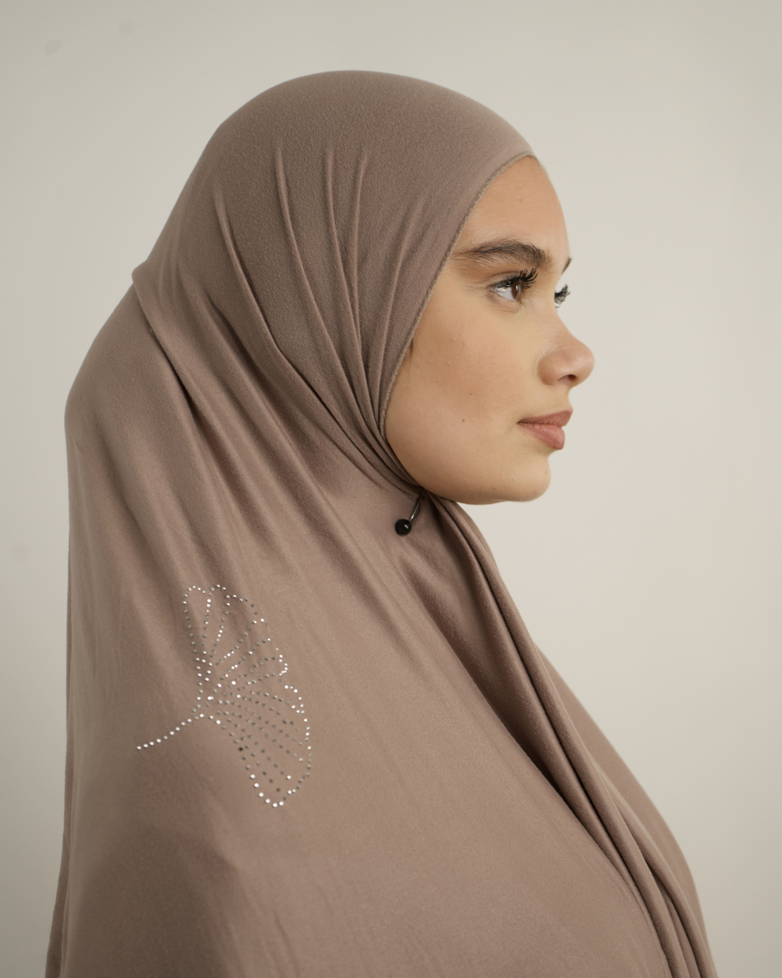 Hijab jersey à strass feuilles