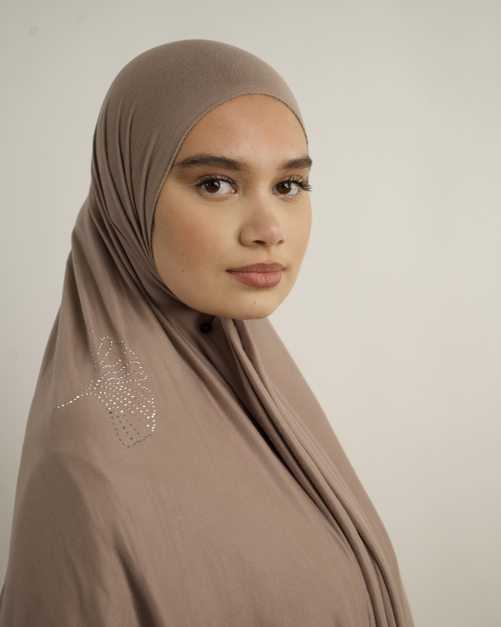 Hijab jersey à strass feuilles