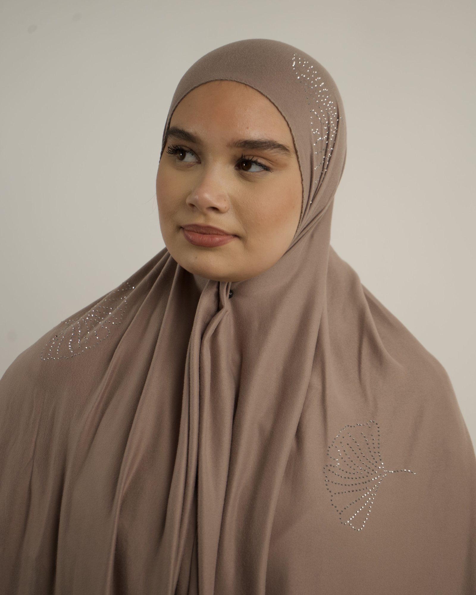 Hijab jersey à strass feuilles